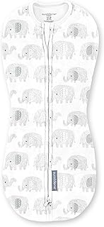 SwaddleMe by Ingenuity Compression Baby Swaddle Pod, Two-Way Zipper for Easy Diaper Changes, Improves Sleep & Calms Startle Reflex, 0-2 Months, 1.0 TOG, 1-Pack - Scribble Elephant