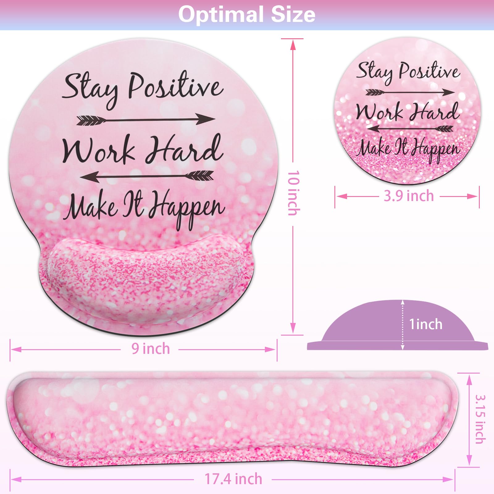 Qomalama 3-in-1-Mauspad mit Handgelenkauflage, Handgelenkstütze, Mauspad, Tastatur-Gel-Handgelenkauflage, Becher-Pad, ergonomisches Mauspad, lindert Handgelenkschmerzen, rutschfestes Computer-Mauspad