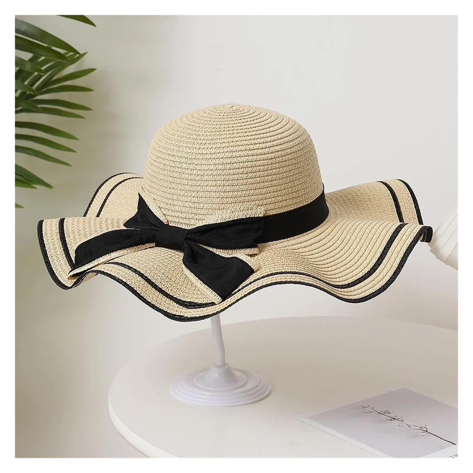 Generico Cappello da sole donna in paglia, parasole spiaggia, viaggio, multifunzionale