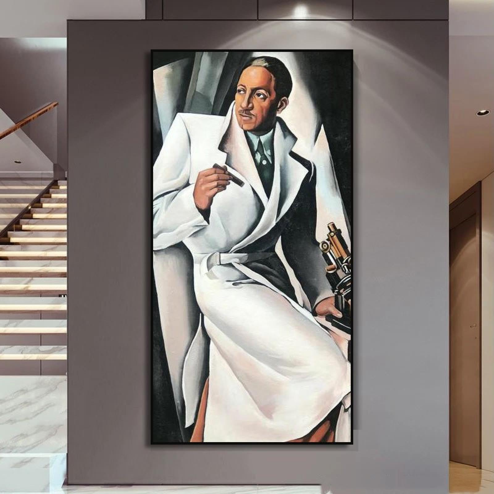 SDVIB Tamara De Lempicka biała sukienka kobieta palący mężczyzna obraz na płótnie nadruk nowoczesna grafika plakat sztuka ścienna salon dekoracja 70 x 140 cm - 2 sztuki bez ramy