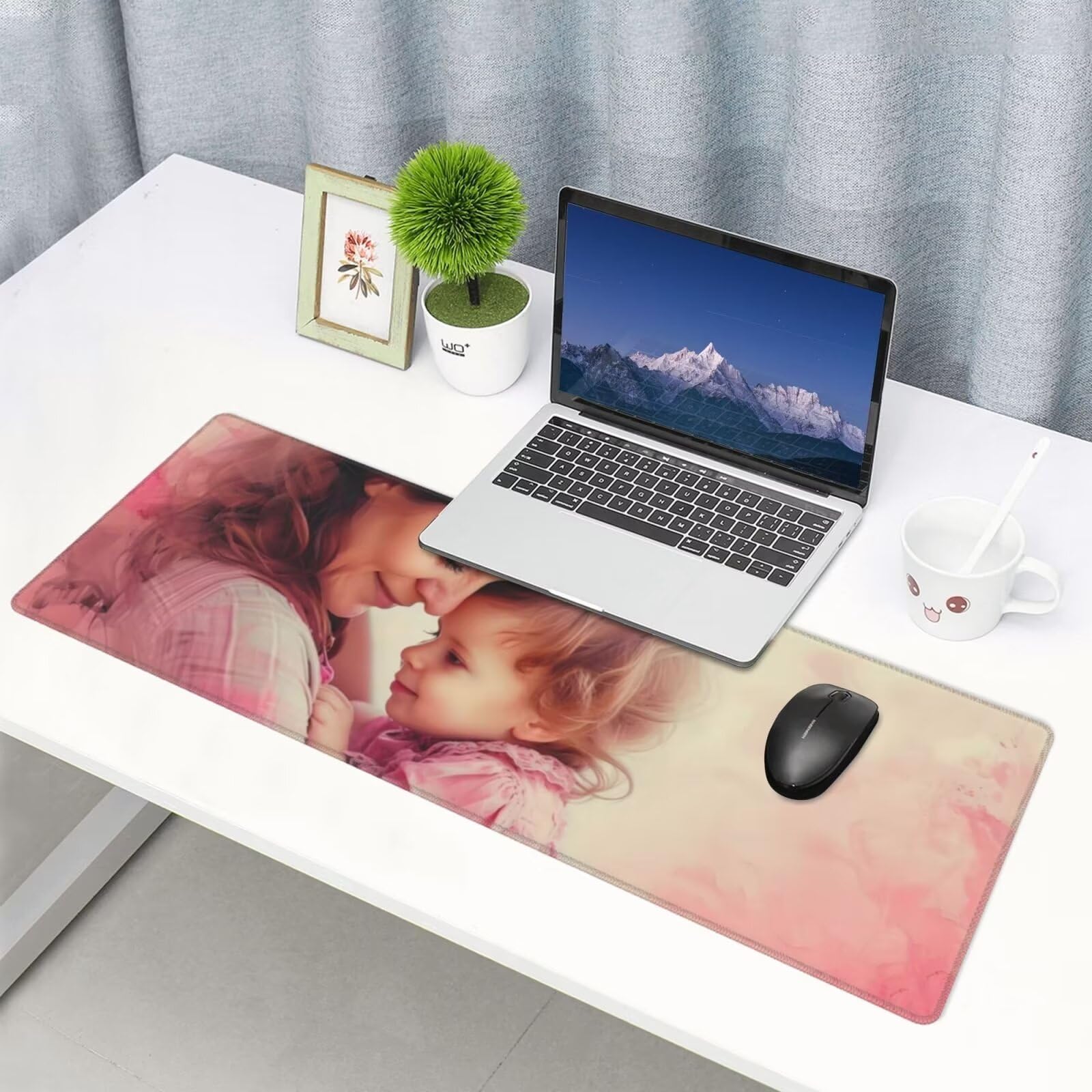 Tappetino Mouse, Tappetino Mouse Gaming Grande XXL 1500x800x3mm Tappetino Scrivania Mouse Pad, Base in Gomma Antiscivolo, Bordi Cuciti,Lavabile, Mousepad per Ufficio e Gaming (Madre figlio) R-526