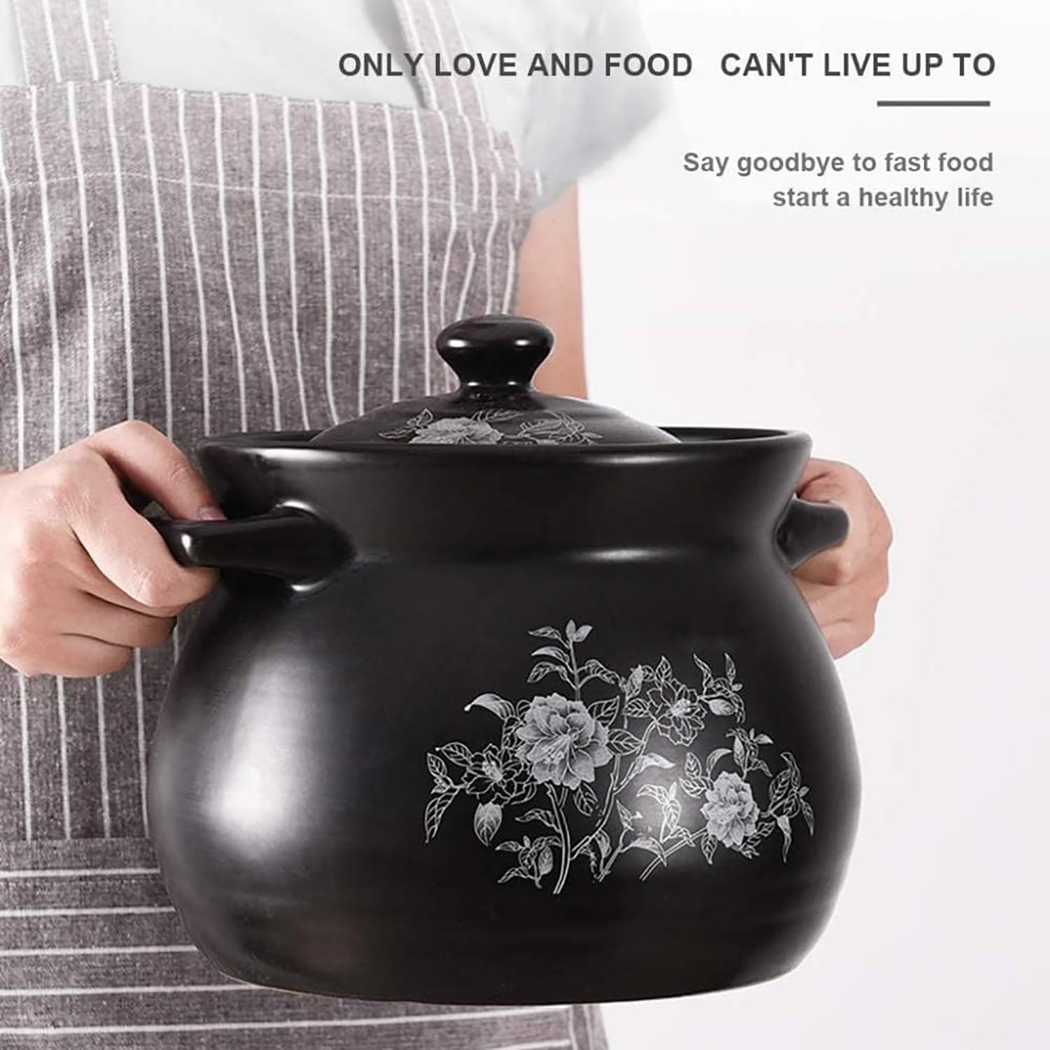 Ceramiczne naczynia do zapiekanek, Garnek ceramiczny odporny na wysokie temperatury. zapobiegający oparzeniom. Nadaje się do domowej kuchenki gazowej(2800ml)