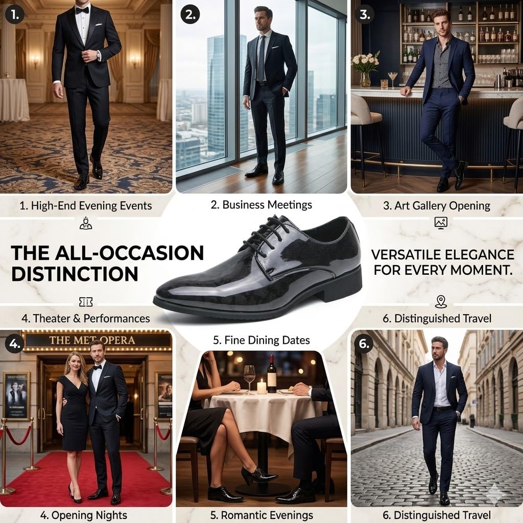 Scarpe Derby da Uomo in Pelle Verniciata Eleganti Stringate Oxford con Motivo Floreale per Matrimonio Cerimonia Festa