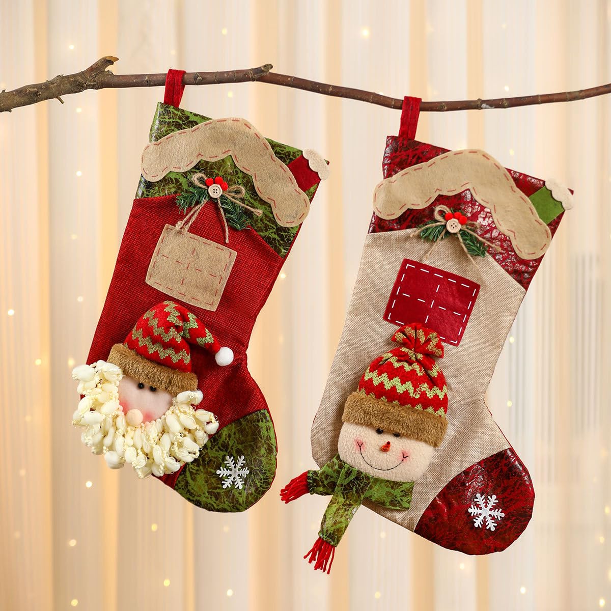 Weihnachtsstrümpfe mit Namensschildern, personalisierbar, 50,8 cm, 3 Stück, große Weihnachtsstrümpfe für Geschenke, perfekte Weihnachtsdekoration für Zuhause und Weihnachtsfeiern