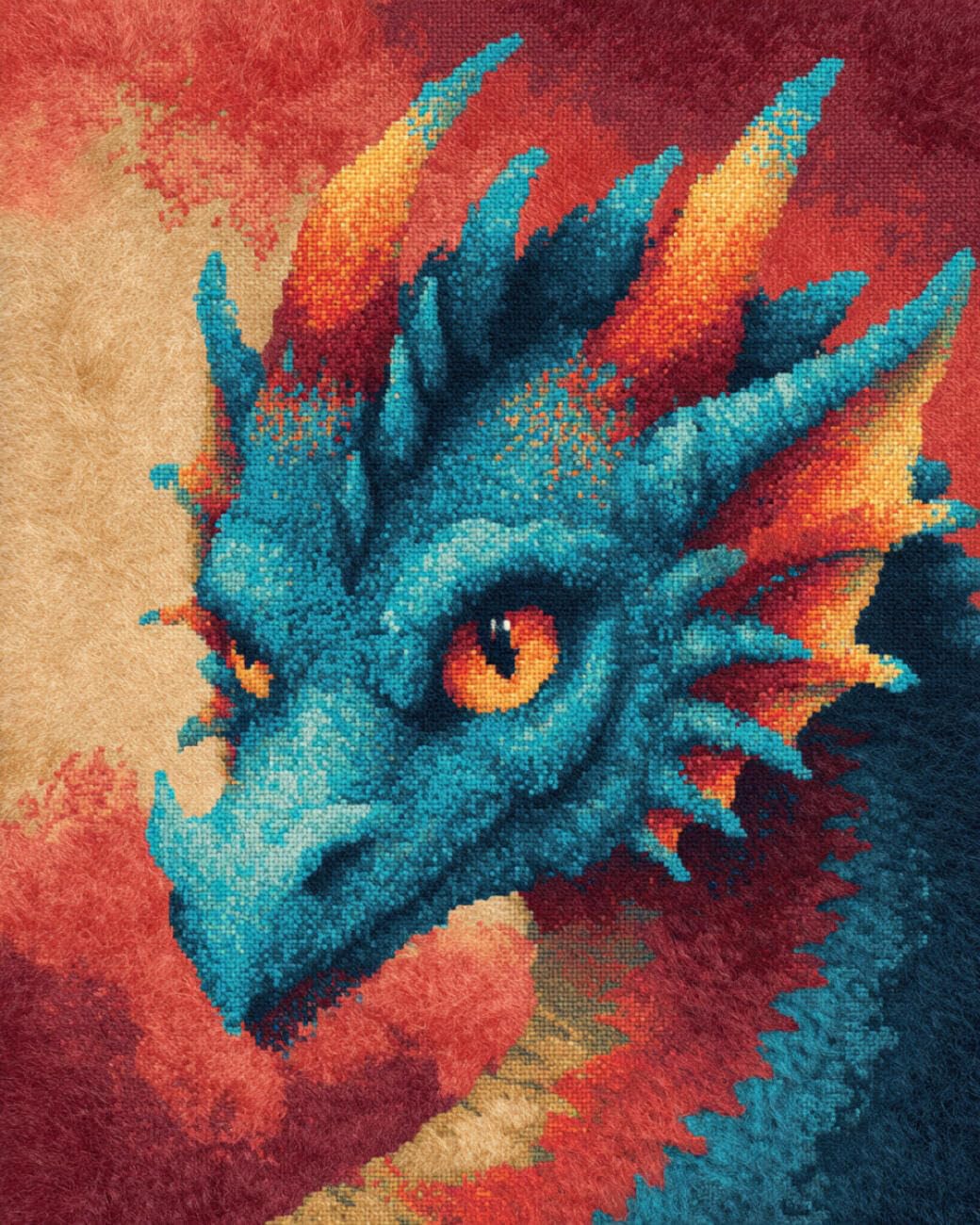 AMBATTERY Latch Hook Kits Carpet Fantasy Dragon 80x160cm