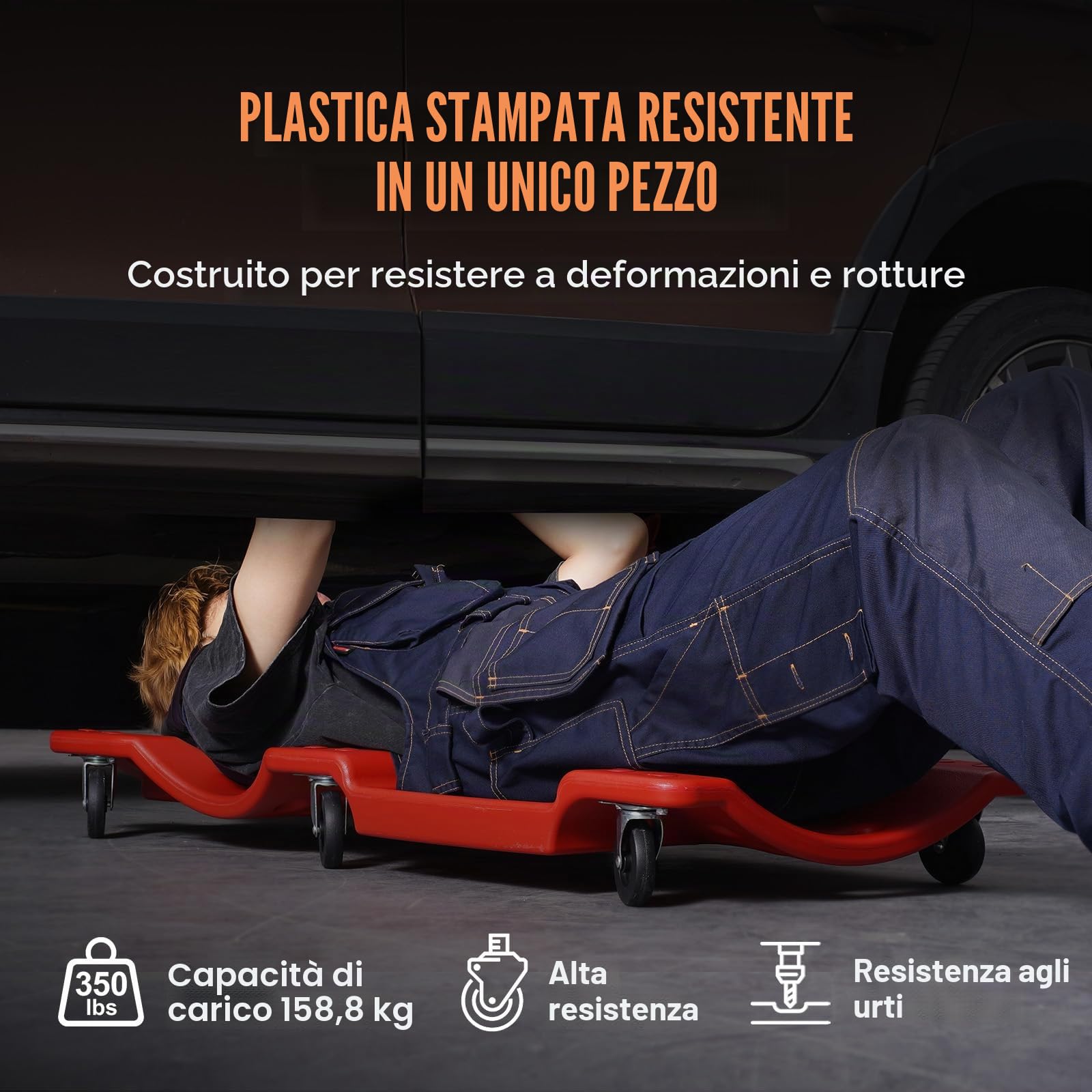 VEVOR Tavola Rotante per Meccanico in Plastica 914 mm capacità Carico 158,8kg, Tavola Rotante per Officina Automobilistica in HDPE Design Ergonomico, Poggiatesta Imbottito Due Vassoi per Attrezzi
