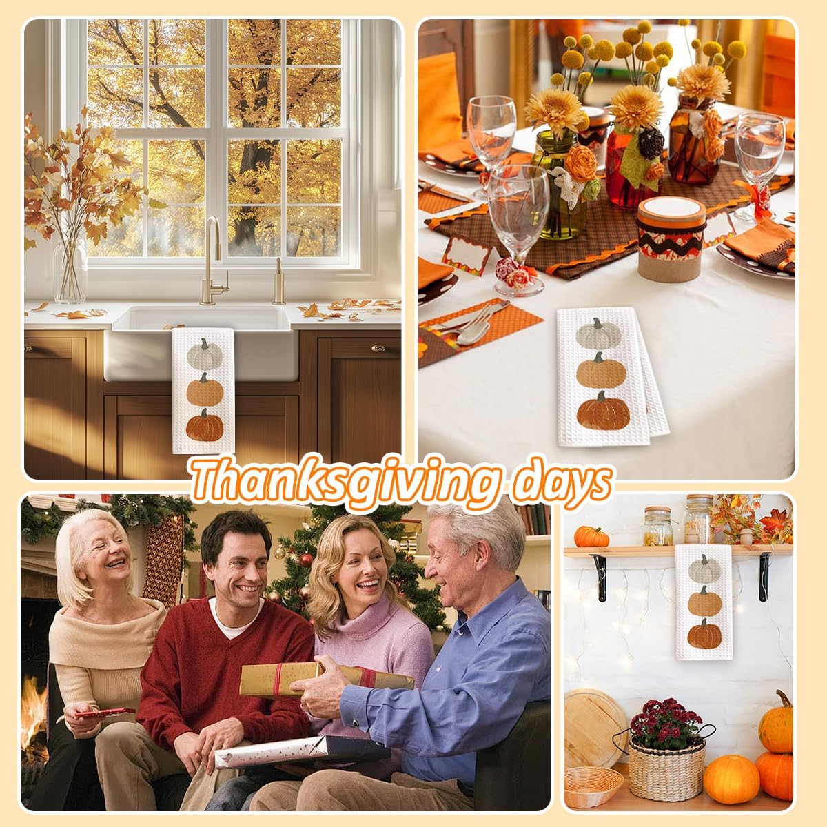 1PCS Thanksgiving Pumpkin Decor Hand Towels for Gifts Women,Farmhouse Watercolors Pumpkin Fall Kitchen Tea Towels and Dishcloths,Anthropology Autumn for Kitchens,Bathrooms - A02 - Image 6