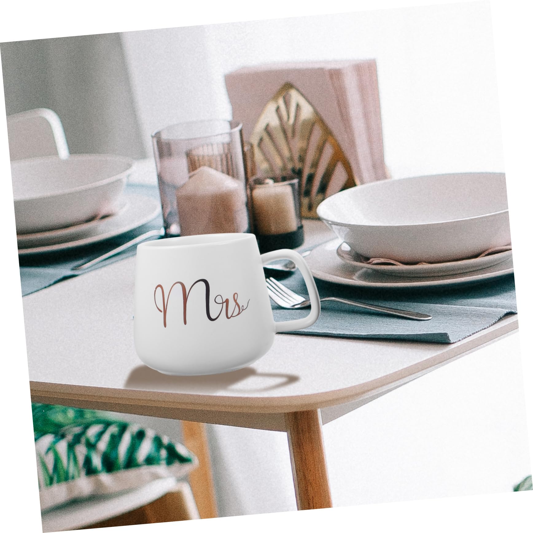 Abaodam Set 2 Tazze da Caffè 330ml per Anniversario di Matrimonio con Manico e Superficie in Porcellana con Manico e Superficie Giorno del Matrimonio Regalo Sposa e