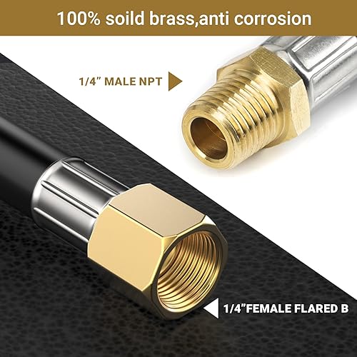 Miniatura 4 de only fire Manguera de extensión de propano de 10 pies, NPT macho de 14 pulgadas x 14 pulgadas hembra de asiento de bola manguera de propano