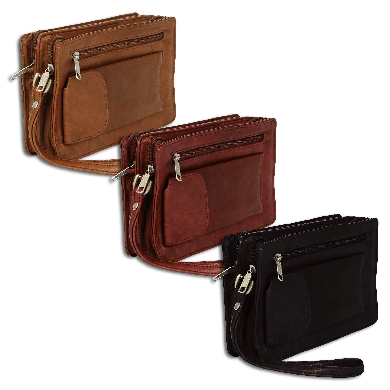 DrachenLeder Bolso de Muñeca Hombres de Cuero Marrón Beige Bolsillo Teléfono Móvil OTJ512C Una Oferta de IMPPAC, Tan, Marrón, medium, Elegante