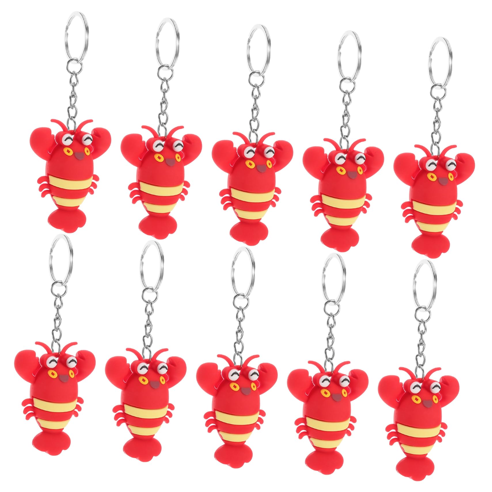 FAVOMOTO 10pcs Trendy Lobster Keychains Realistic Sea Animal Design for Boys and Gifting