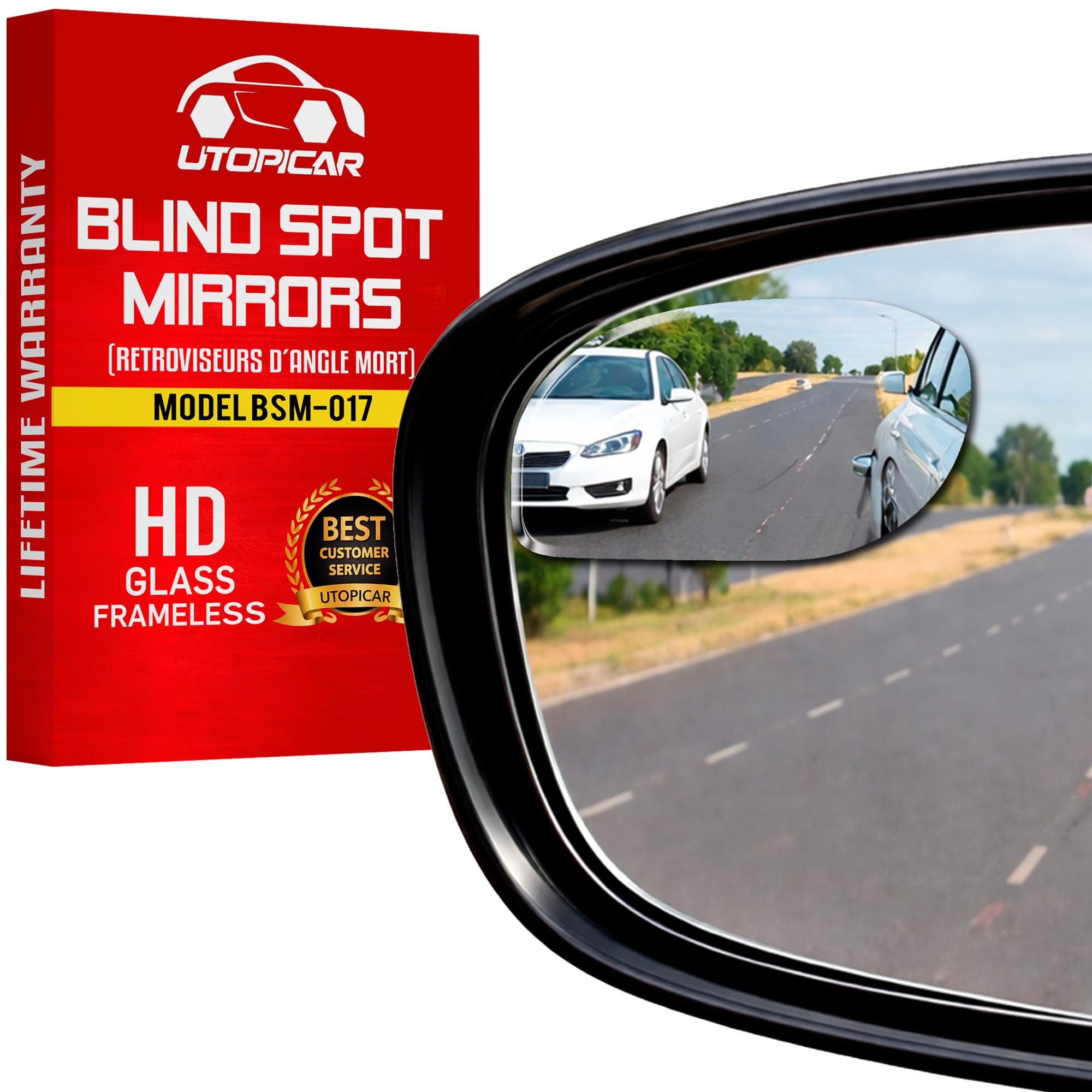 Blind Spot Mirrors. Unique Design Car Door Mirrors/Mirror for Blind Side Engineered for Larger Image and Traffic Safety. Awesome Rear View! [Frameless Design] (2 Pack)