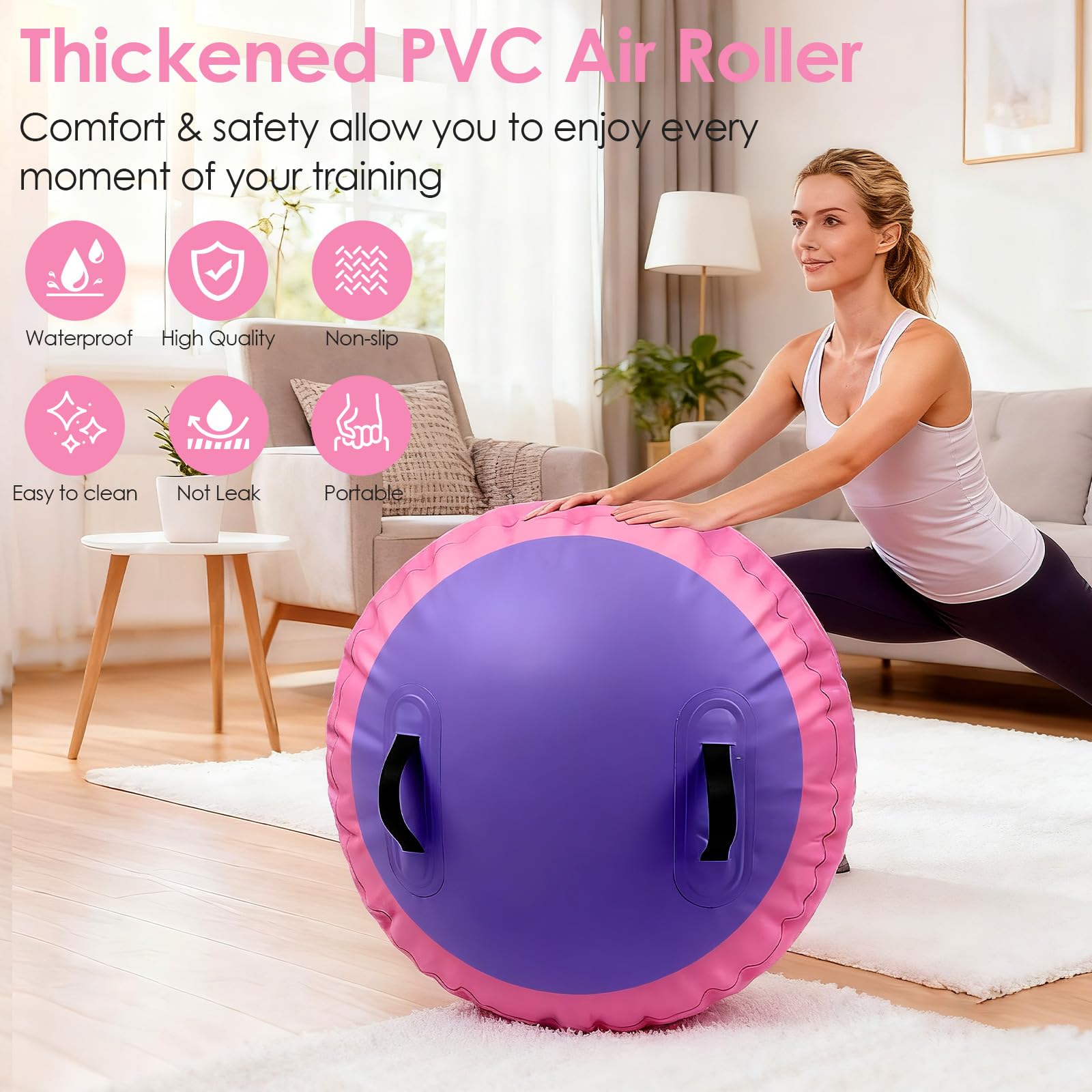 Diealles Shine Aufblasbarer Air Roller, 100 x 60 cm, Gymnastikrolle, mit elektrischer Pumpe & Transporttasche, Luftzylinder, Gymnastikrolle für Yoga- Training