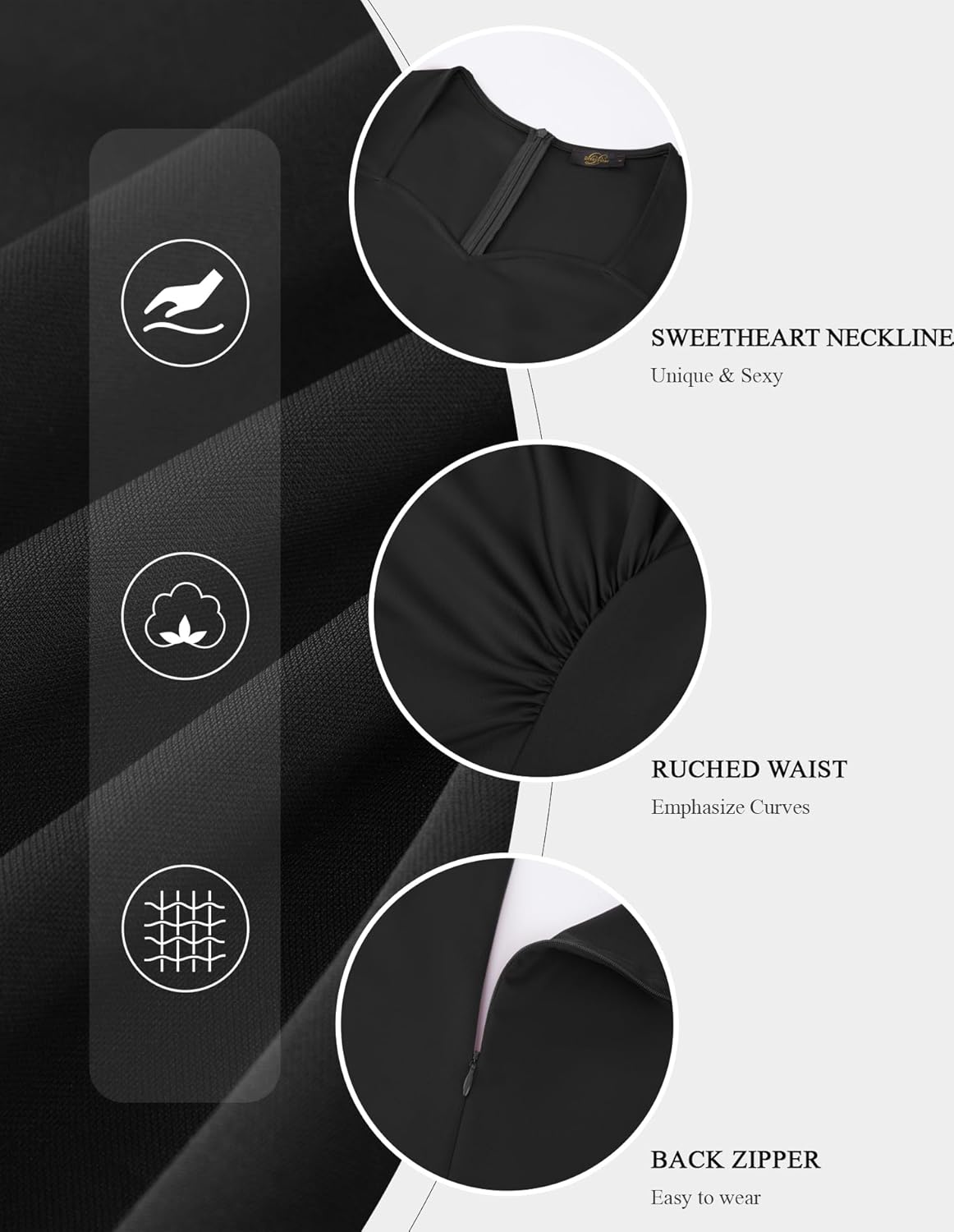 Dressystar Women's Ruched Waist A Line Wedding Guest Dress Spring Wrap Midi Elegant Flowy Formal Cocktail Party Dresses - Image 6