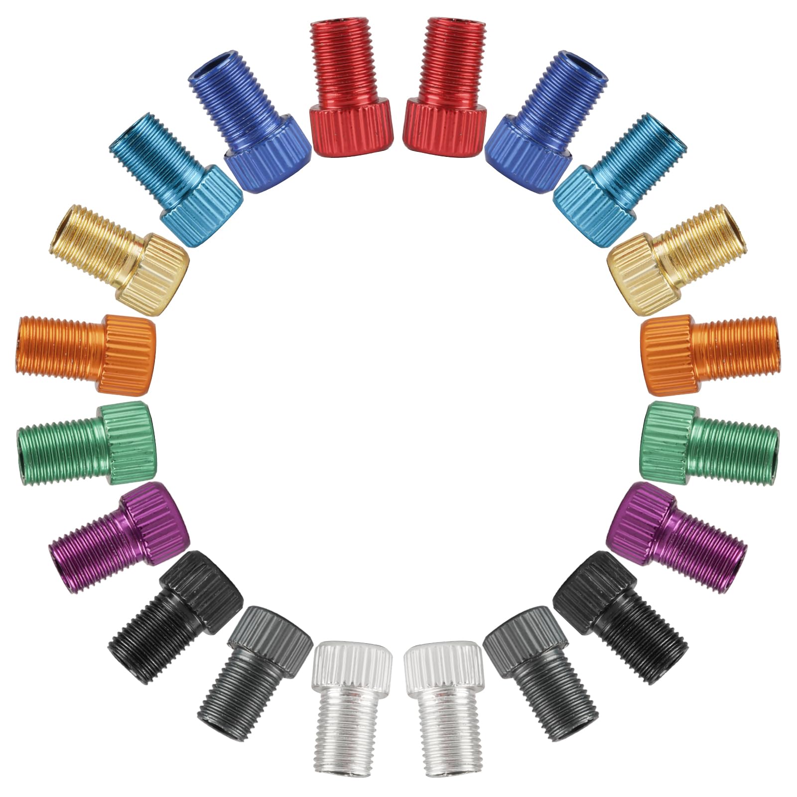 20 Adattatori Valvole Presta-Schrader Per Bici - Ottone, 10 Colori, Per Gonfiaggio Pneumatici