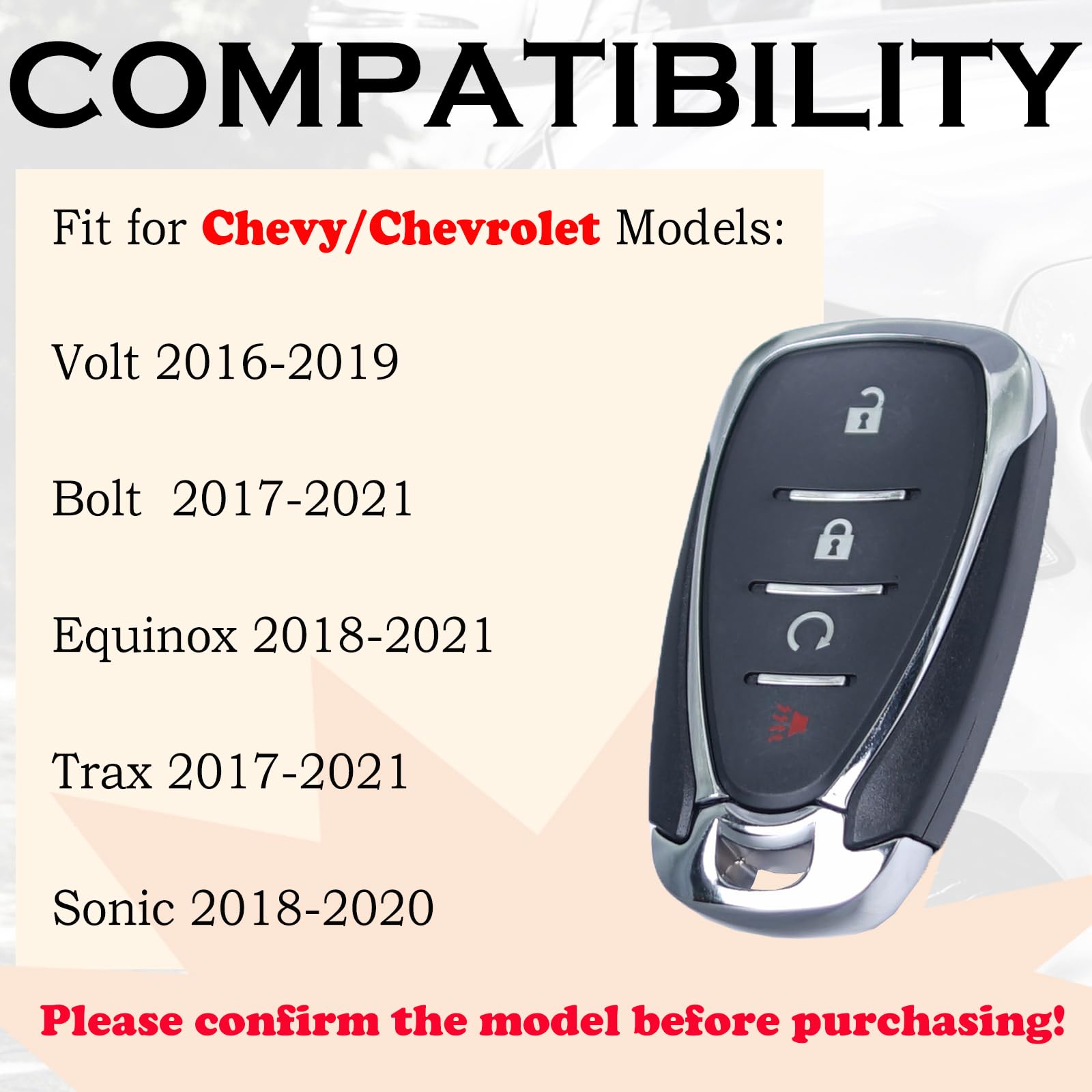SUPALAND Keyless Entry Remote Control Key Fob Replacement Fits for Chevy Bolt Equinox Trax Sonic 2016 2017 2018 2019 2020 2021 13585722 13529664 13508767 HYQ4AA 315 Mhz ID46