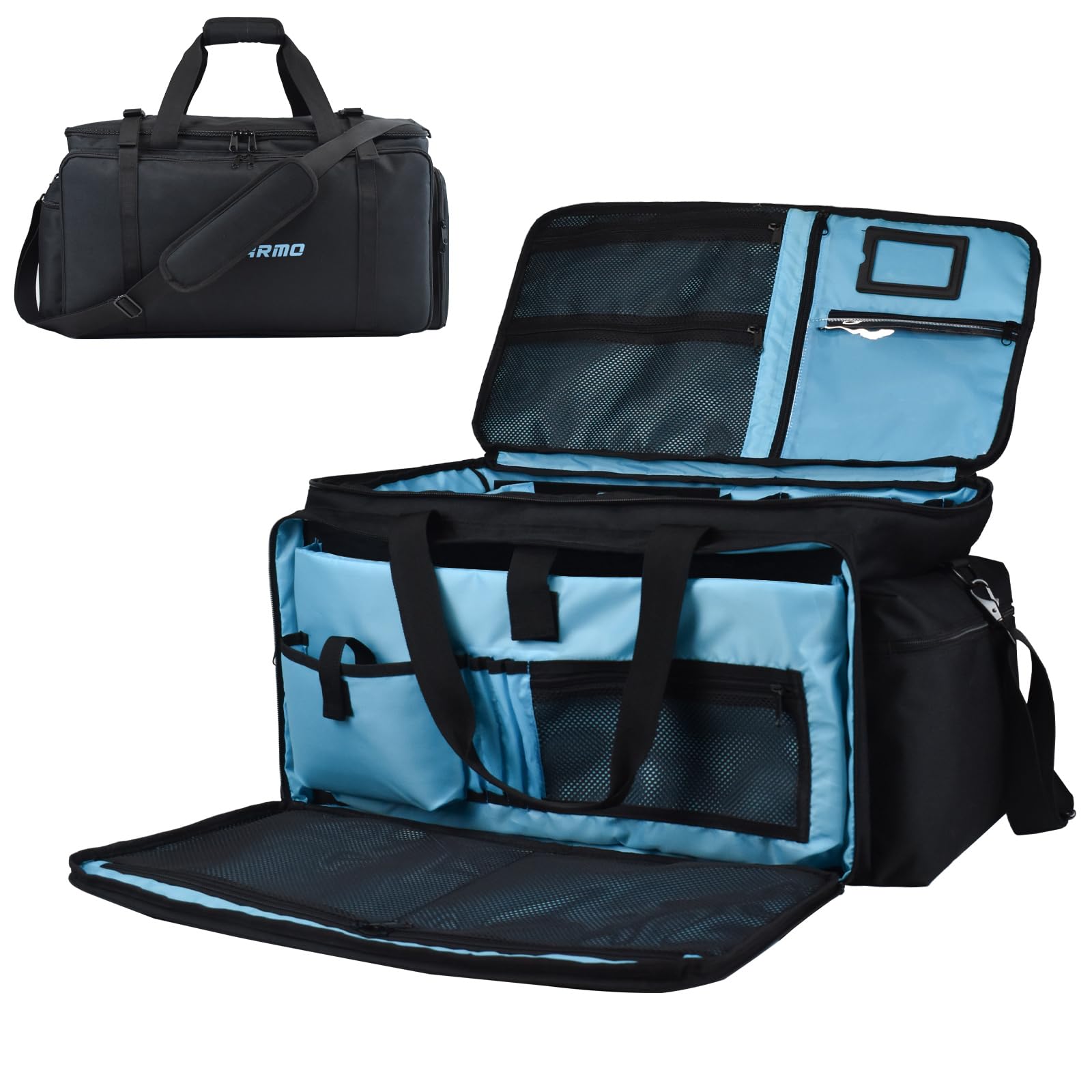 DJ Equipment Cable Bag, DJ Gig Bag with Detachable Padded Bottom and 8 Dividers, Cable File DJ Case for Musical DJ Accessories, Cords, DJ Gear, Sound Equipment