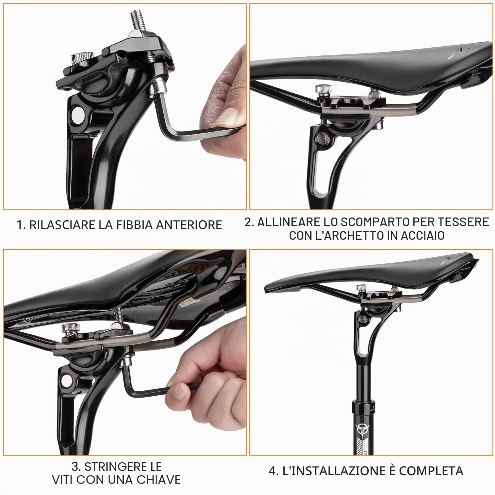 GEWAGE Reggisella Sella Sospensione Sella Molla In Alluminio, Sospensione Regolabile, Ammortizzante, Compatibile con 27.2/30.9/31.6 mm di diametro, 400 mm di lunghezza, ideale per MTB e Trekking