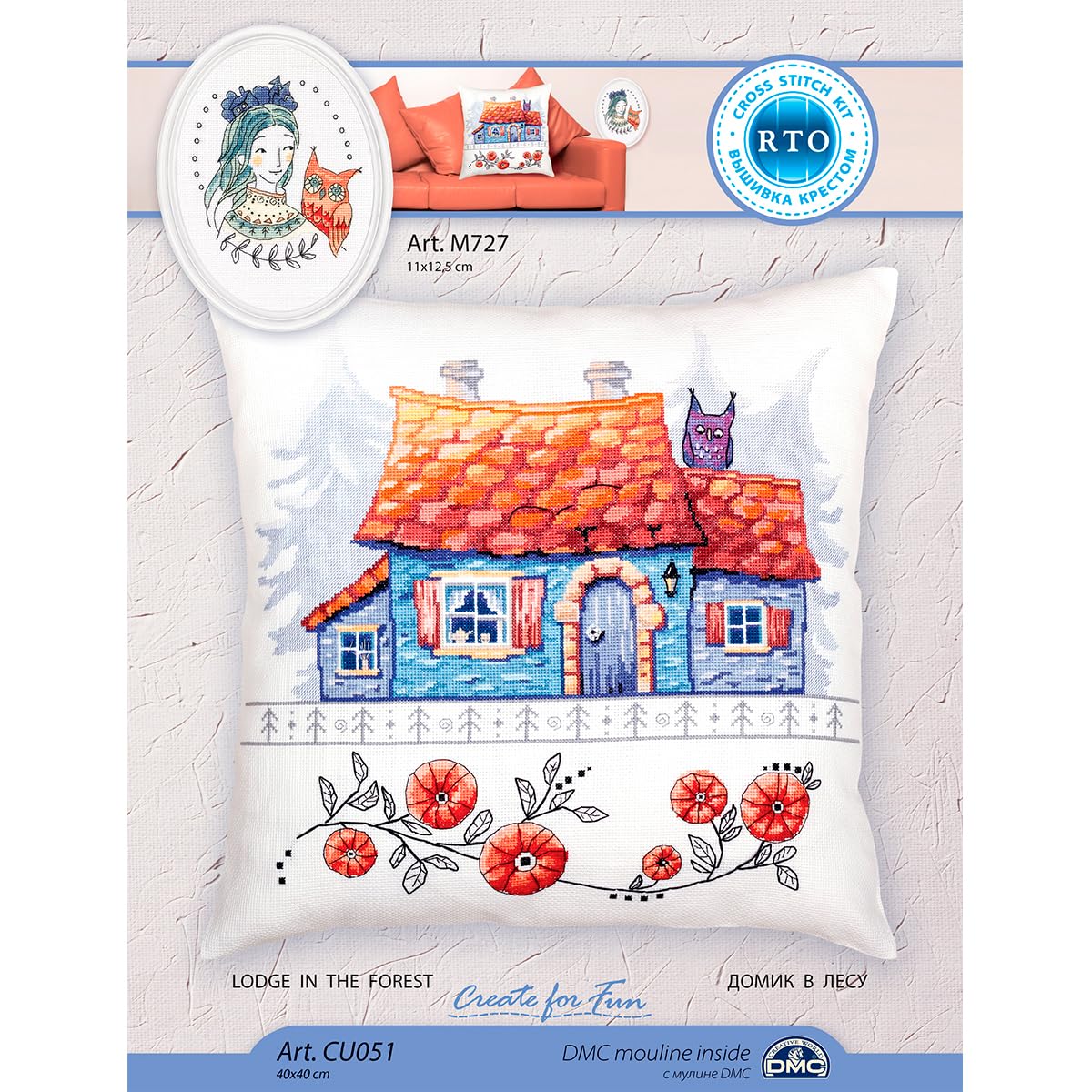 RTO Kreuzstich-Set „Vögel“ – Für Kissenbezug, 40 X 40 Cm, Inkl. Garn, Stoff & Anleitung