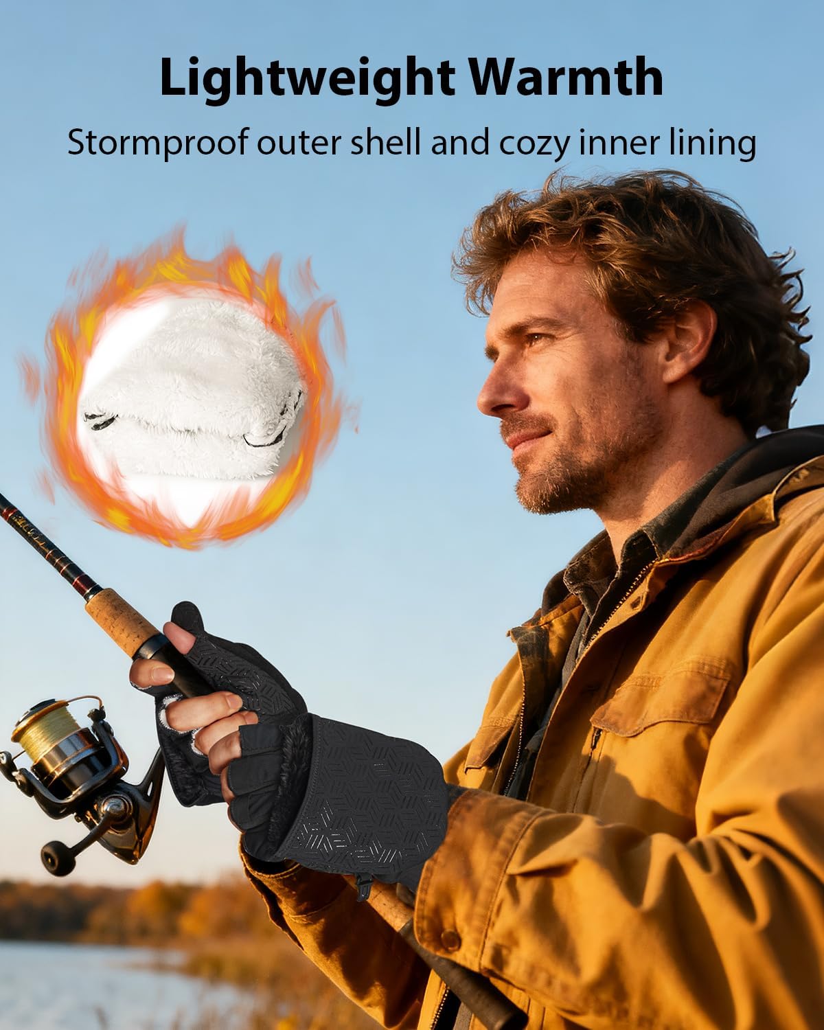 RIGWARL Winter Fingerless Gloves for Men Women, Convertible Mittens with Hand Warmer Pocket, Running Mittens for Photograph - Image 3