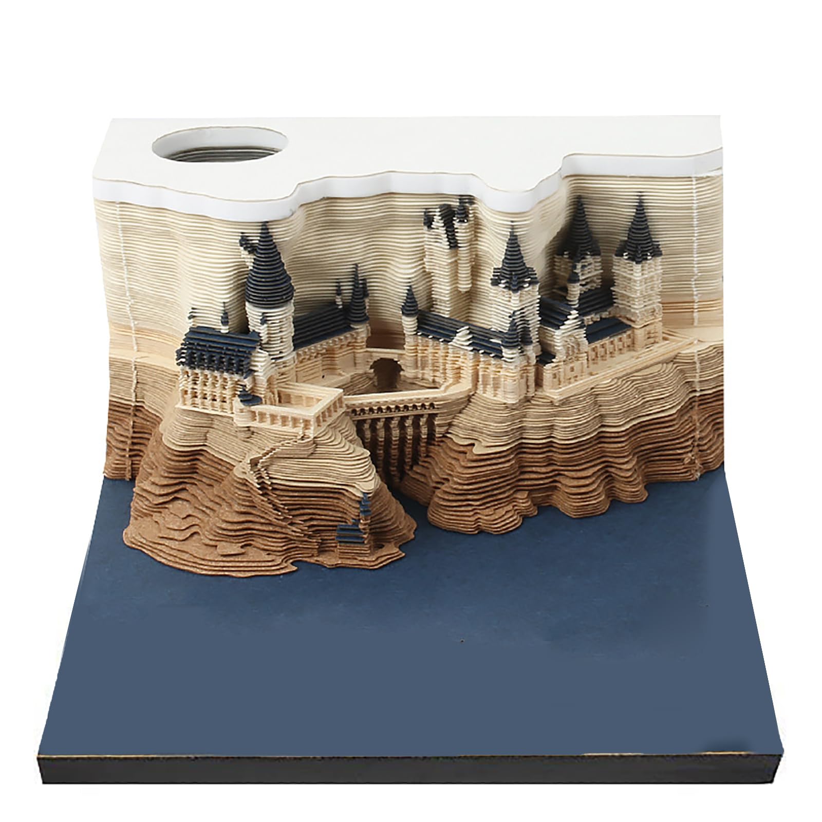 3D Tear Away Memo Pad, 2025 Paper Carving 3D Castle Notepad, Tear-Away Notepad, DIY Paper Carving Art Craft for School Home Office (D)