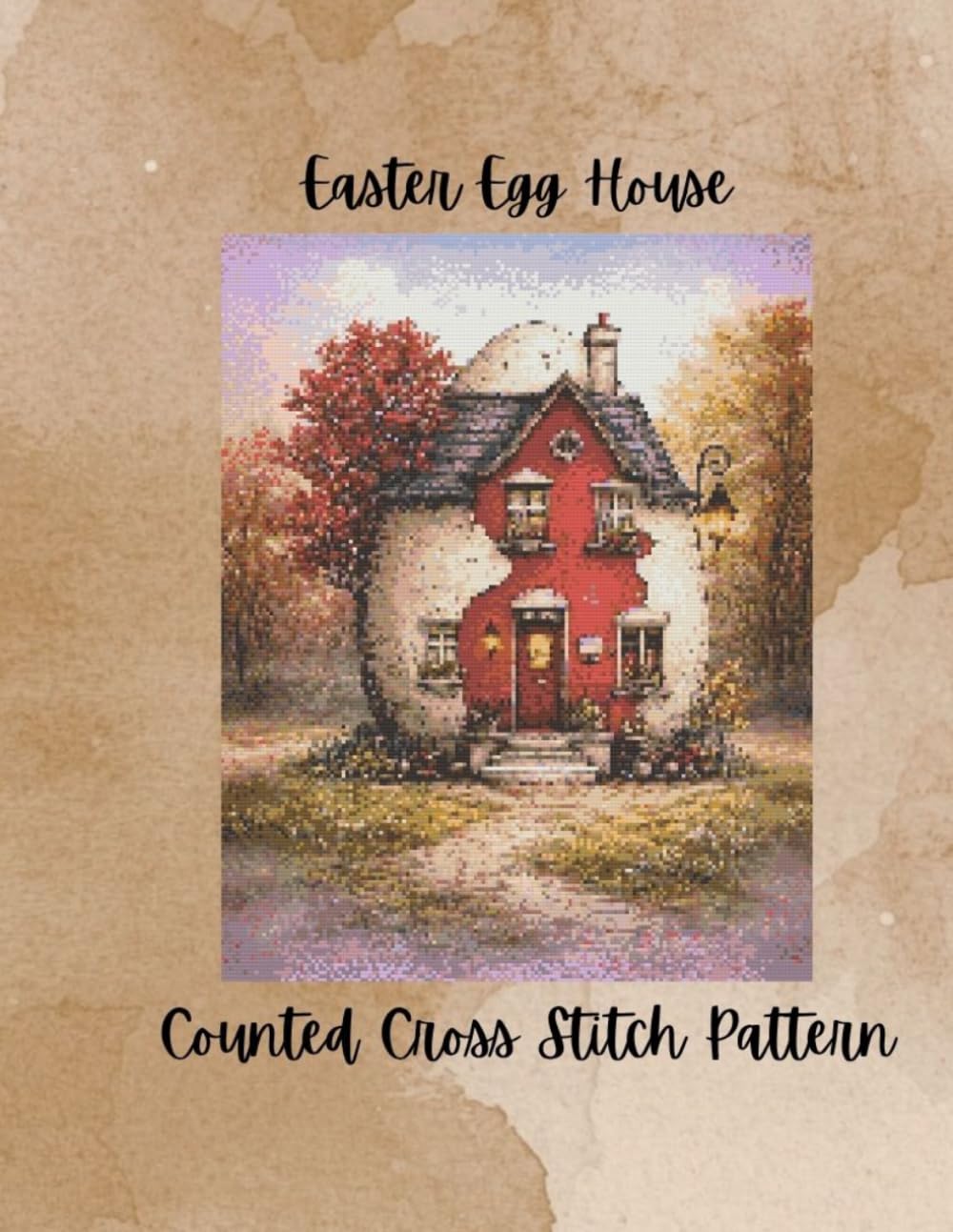 Easter Egg House: Colorful Spring Counted Cross Stitch Pattern