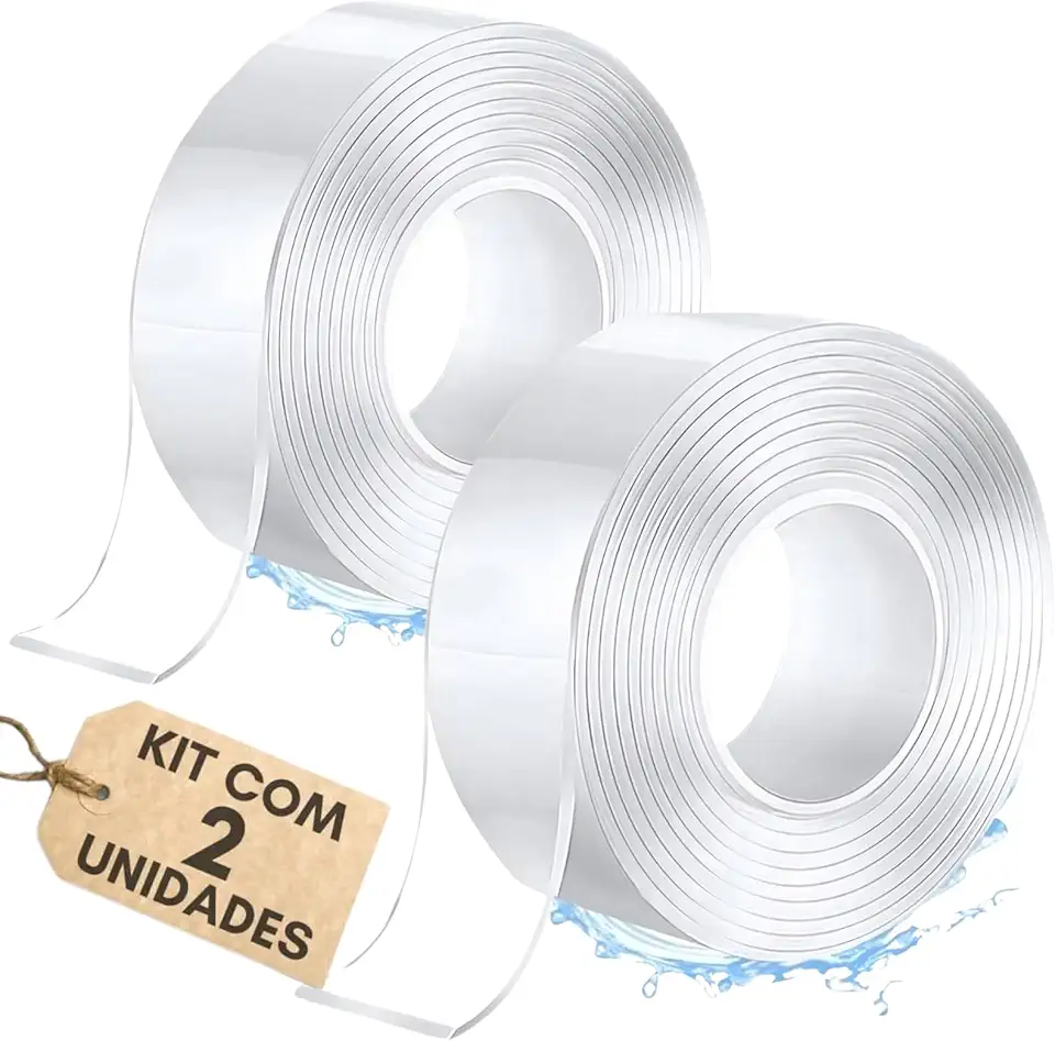 Kit 2 Rolos Super Fita Mágica Nano Adesiva Dupla Face Extra Forte Lavável Transparente 3M super forte lavável Gel auto colante-IT
