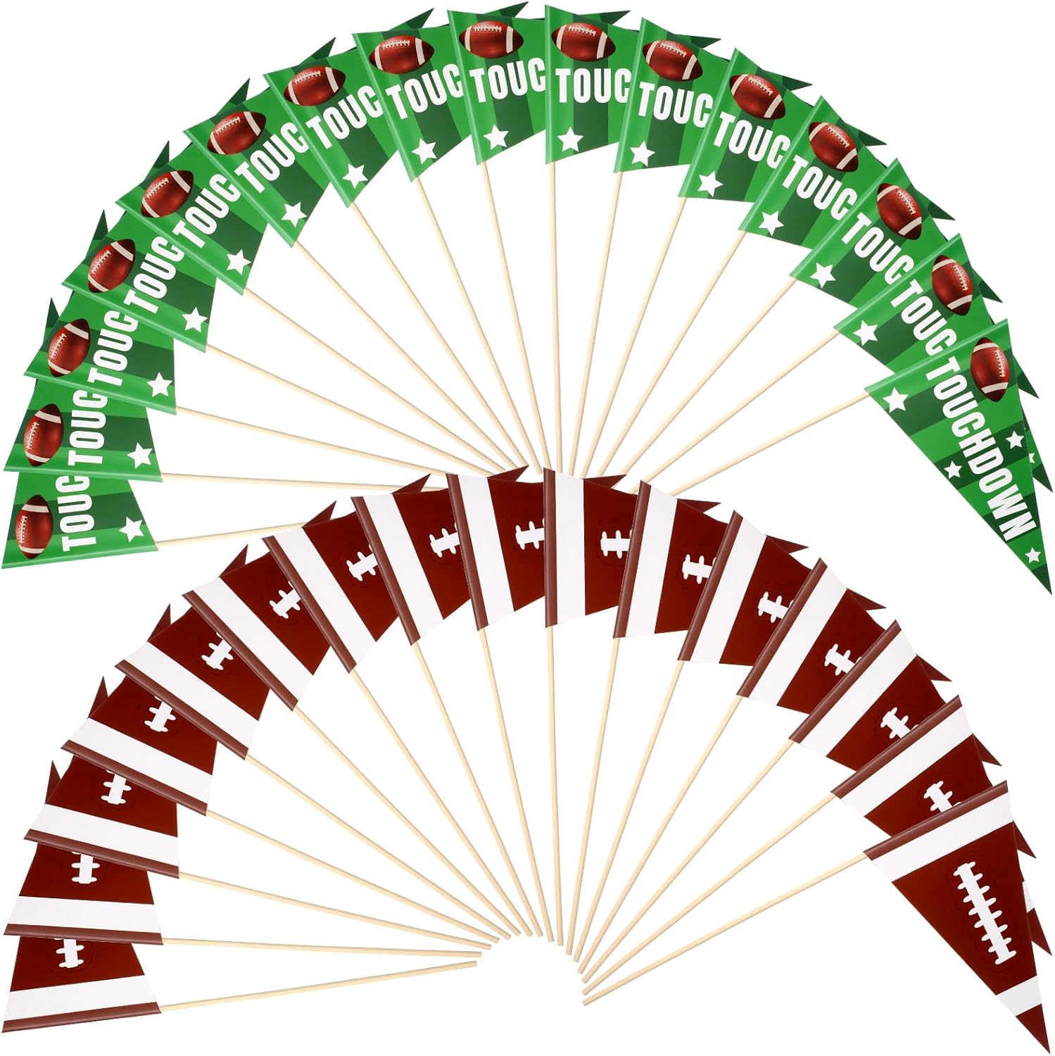 Fullhawl 36 Pcs Football Party Supplies Football Pennant Flags Hand Held Paper Pennant DIY Flags Football Theme Triangle Flags for Football Birthday Party Sports Game Decor