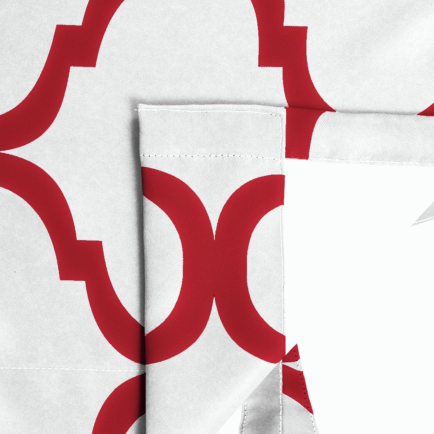 Melodieux Moroccan Thermal Insulated Tie Up Shade Room Darkening Blackout Rod Pocket Curtain for Small Window, 42 by 63 Inch, Off White/Red (1 Panel)