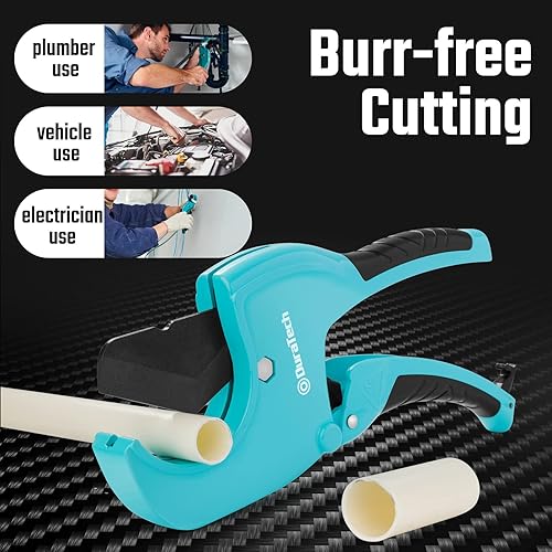 Miniatura 7 de DURATECH Ratchet PVC Pipe Cutter, Cuts up to 2-12" PEX, PPR, PE and Plastic Hoses, with PTFE-Coated Sharp Blade, Suitable for Home and Plumbing