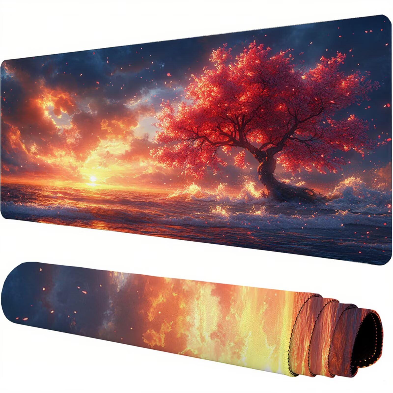 Czerwona podkładka pod mysz XXL 1500 x 800 x 3 mm uchwyt pod biurko akcesoria antypoślizgowa gumowa podstawa i zszyte krawędzie podkładka pod mysz dla graczy do dekoracji biura dekoracyjnego, prezenty