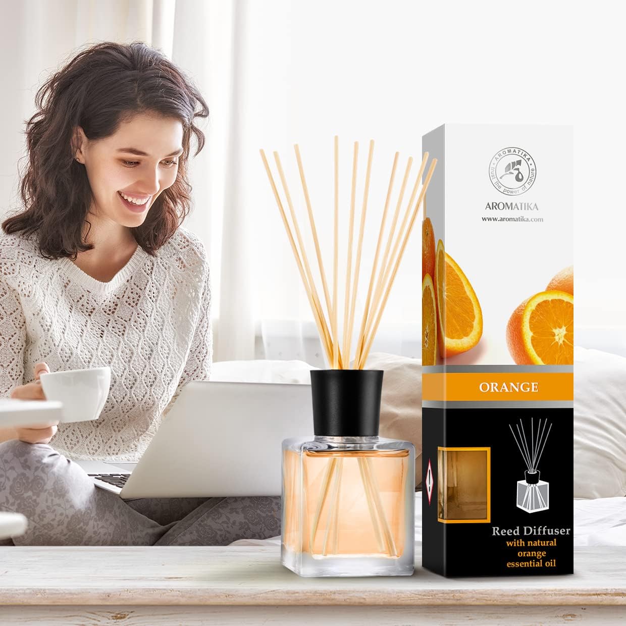 Orange Essential Oil Reed Diffuser with Natural Fragrance