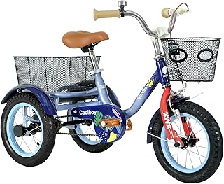 12 inch Trike,Kids Tricycle,Kids Trike,for Ages 3+ Beginner Riders, with Front Rear Basket and Passenger Seat, for Shopping Picnic Outdoor Kids Playground Sports,Multiple Colors