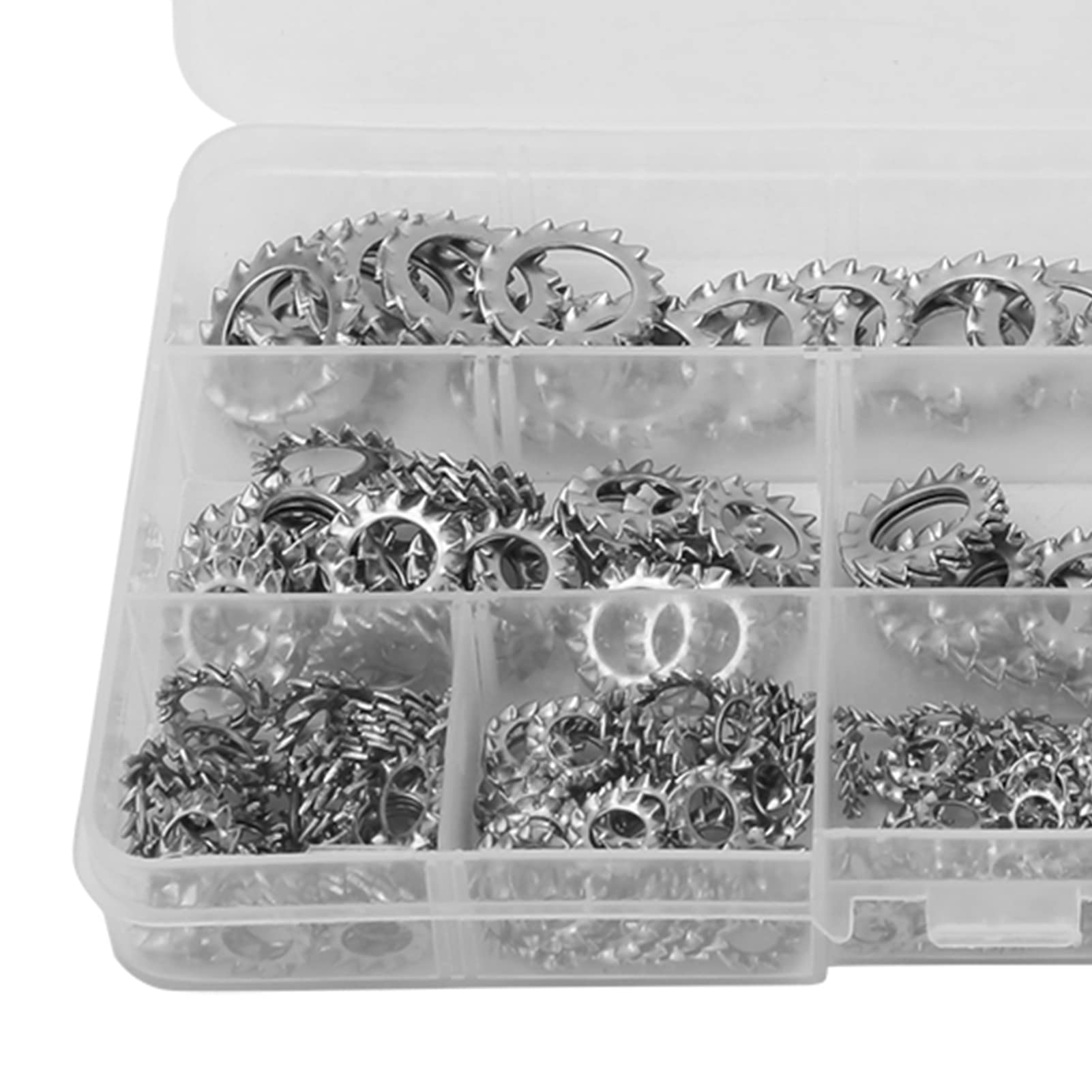 300 Pcs Serrated Lock Washers Washer, Lock Washer 304 Stainless Steel External Tooth Washer Assortment Kit Anti Loose External Serrated Gaskets - Included: M2.5 M3 M4