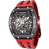 Luxury Automatic Watches for Men - Carbon Fiber/Ceramic Bezel - Japanese Movement Sapphire Glass - 50M Waterproof Square Men's Wrist Watch - Power Reserve Indicate