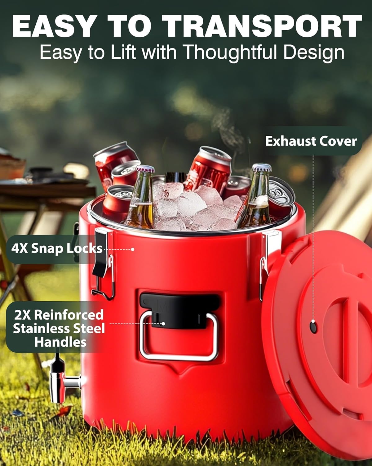 WantJoin Insulated Beverage Dispenser - 8 Gallon Hot and Cold Drink Container with 304 Stainless Steel Interior, for Iced Coffee Juice Chocolate Tea Milk Restaurant Party Sports Camping