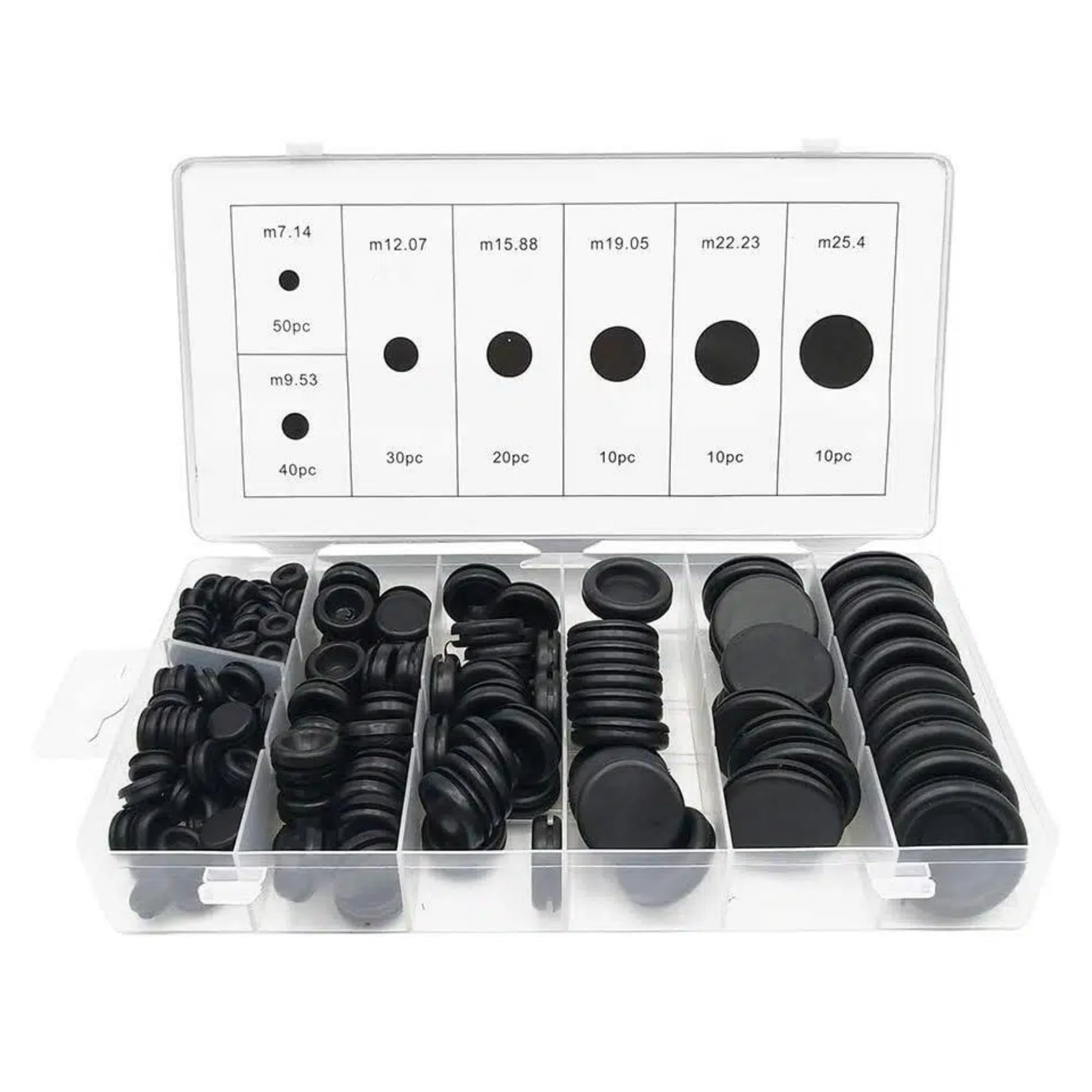 170PCS Rubber Grommet Assortment Kit Firewall Hole Plug Car Electrical Wire Gasket Kit for Wire, Plug and Cable 7 Sizes (170PCS Rubber Grommet Assortment Kit)