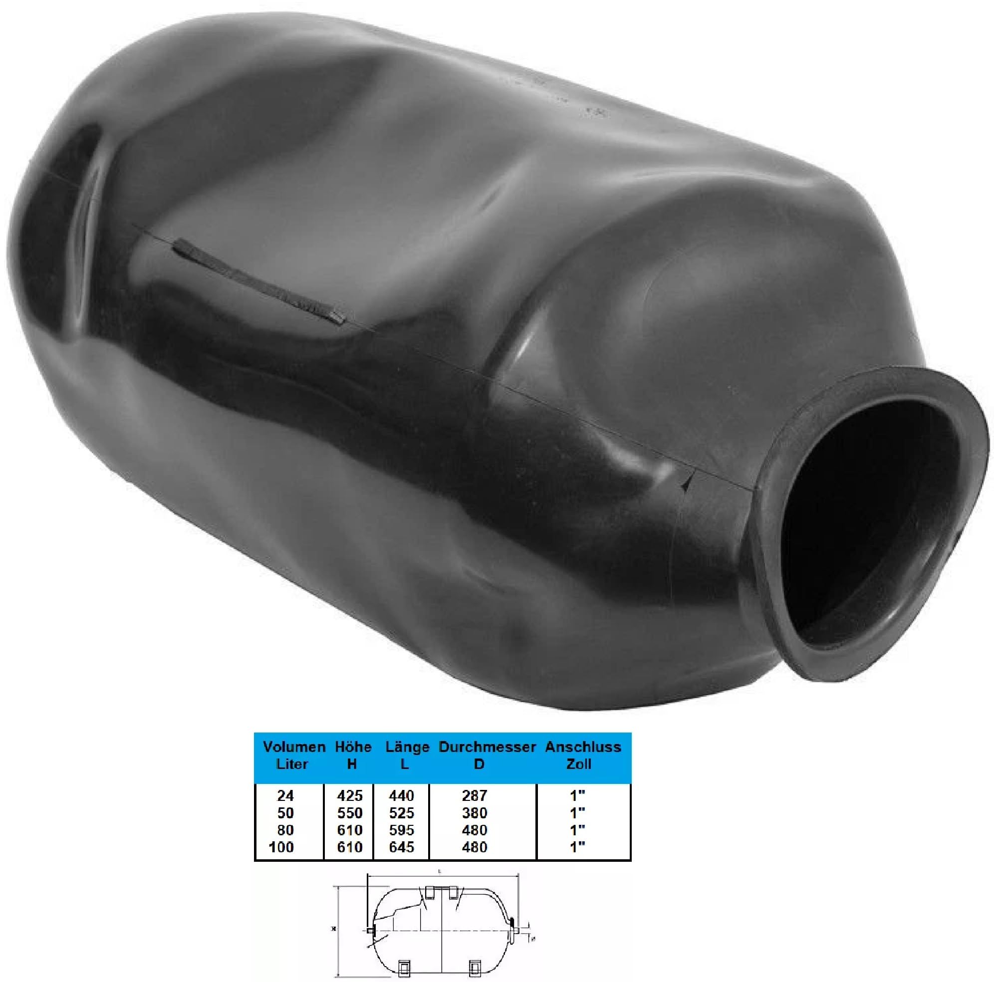 Ersatzteil EPDM Membrane Membran für Druckkessel, Ausdehnungsgefäß, Hauswasserwerk 20-24L, 35-50L, 80-100L (20-24L)