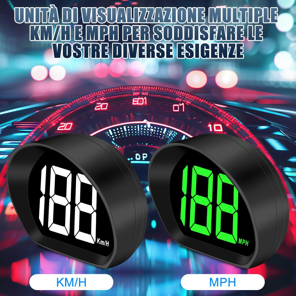 Tachimetro Digitale GPS HUD: Display Head Up Con Ampia Visibilità, Plug & Play USB Per Tutte Le Auto