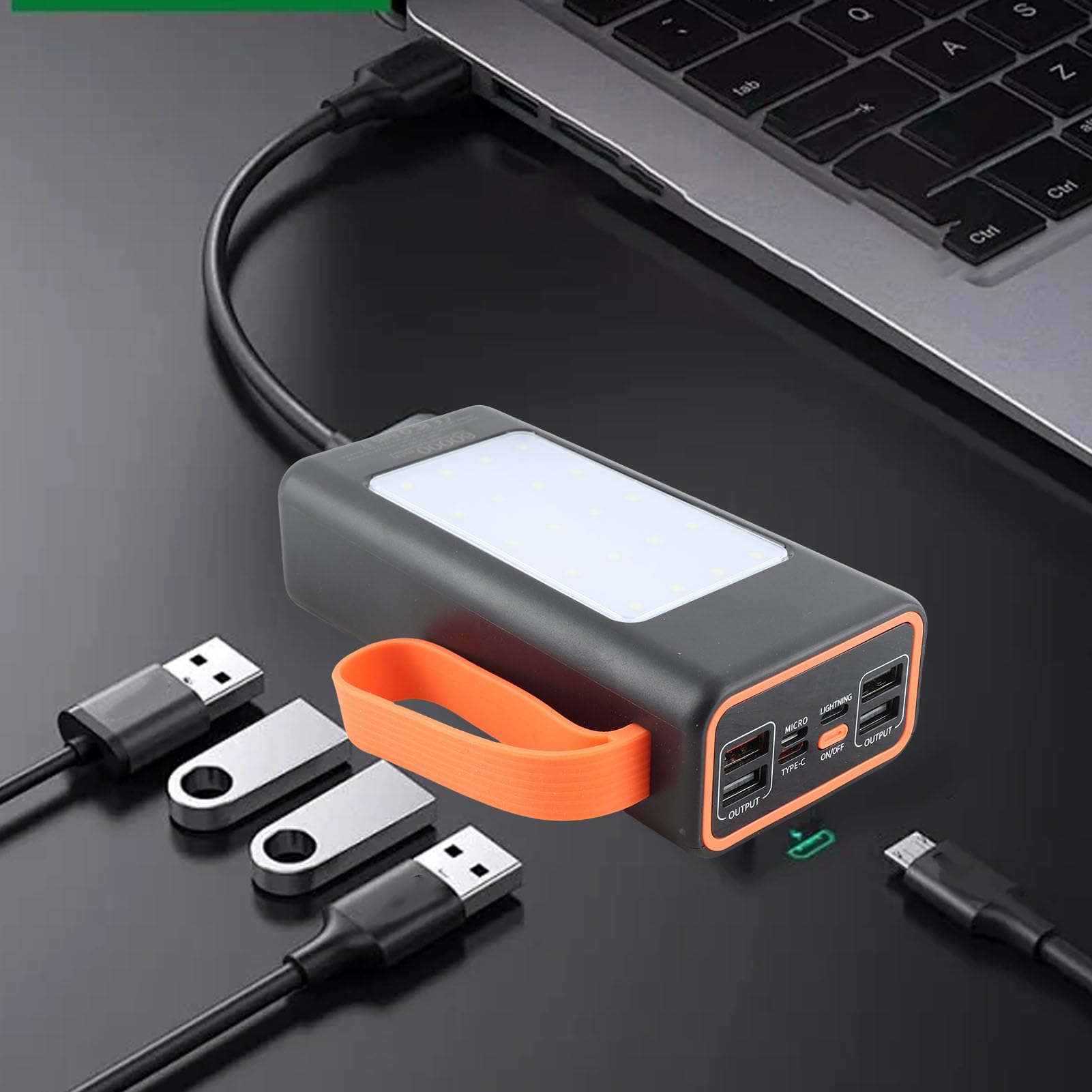 Cocoarm Power Bank Portatile, Batteria Ricaricabile ABS 60000mAh PD66W a Ricarica Rapida con Luce LED, Caricabatterie di Riserva Agli Ioni di Litio QC4.0 per Uso di Emergenza in Campeggio