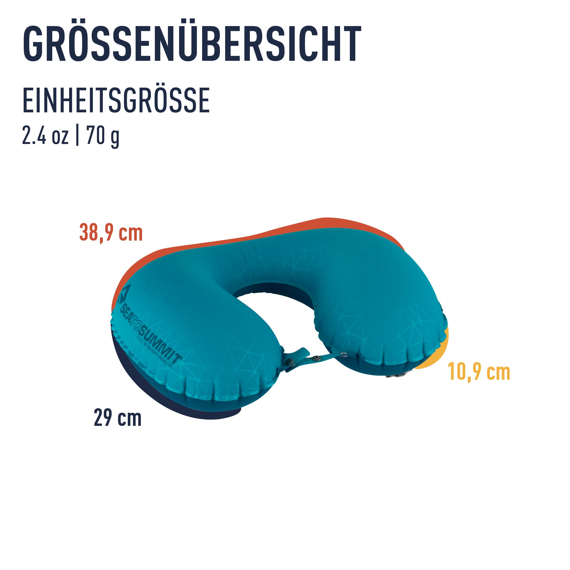 Sea to Summit - Aeros Premium Lendenkissen - Aufblasbares Stützkissen - Entlastung des unteren Rückens - Polyestergewebe 50D - Kompakte Reisetasche - Arbeit, Reisen & Autofahrten - Grey - 70g