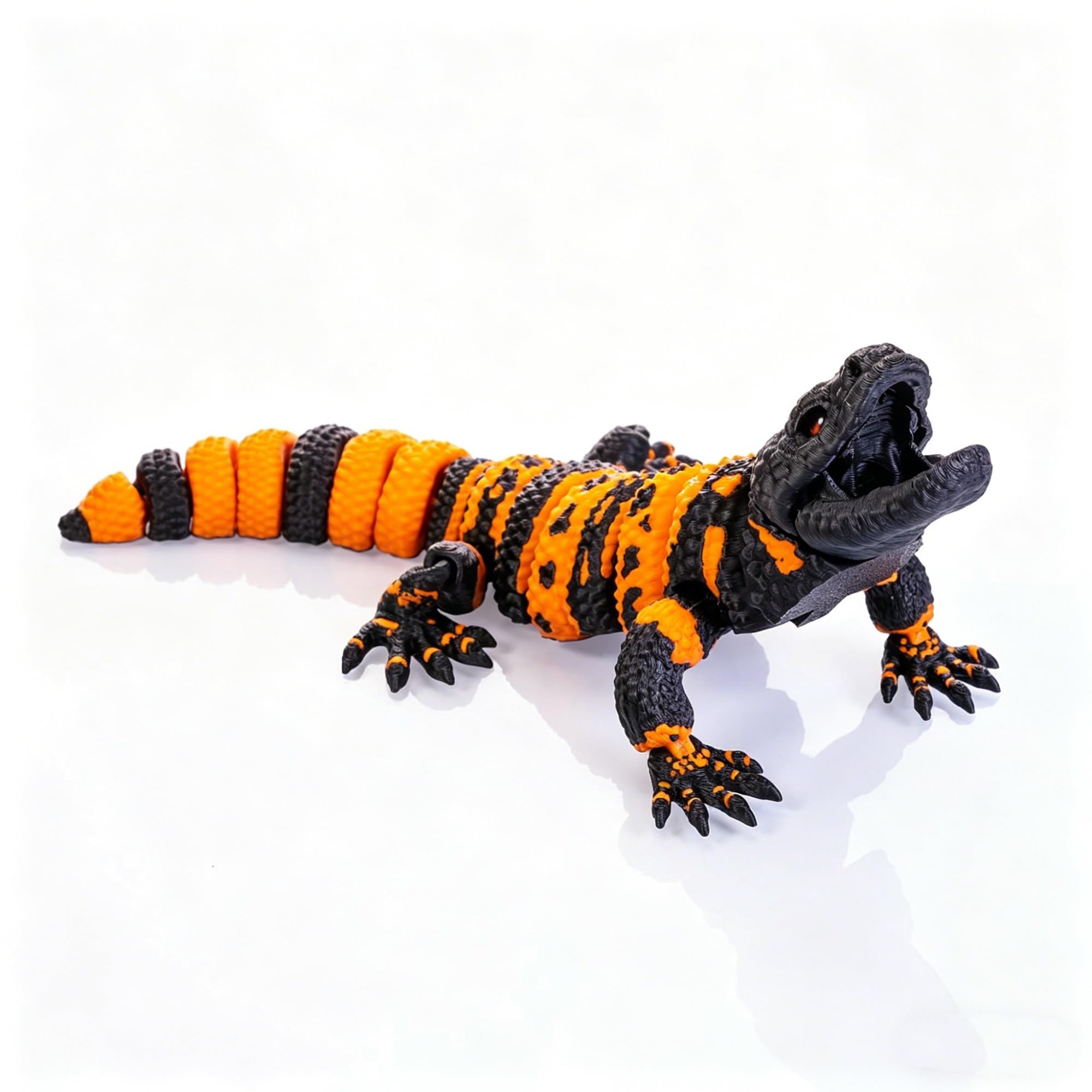 Casome Orange 3D Printed Articulated Gila Monster Figurine, Realistic Lizard Desk Decor, Movable Reptile Collectible Model For Display(Orange)