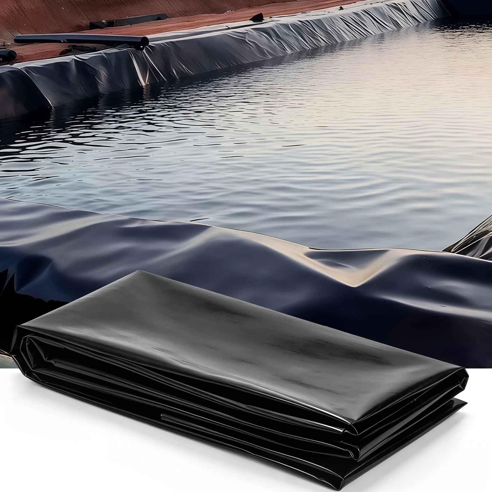 DMCHENGMA Black Waterproof Pond Liner, 5x9m 6x10m 7x12m 10x15m HDPE Large Size Pond Underlayment, Flexible Membrane for Koi Pond, Water Garden & Water Storage(8x10m(26.2x32.8ft))