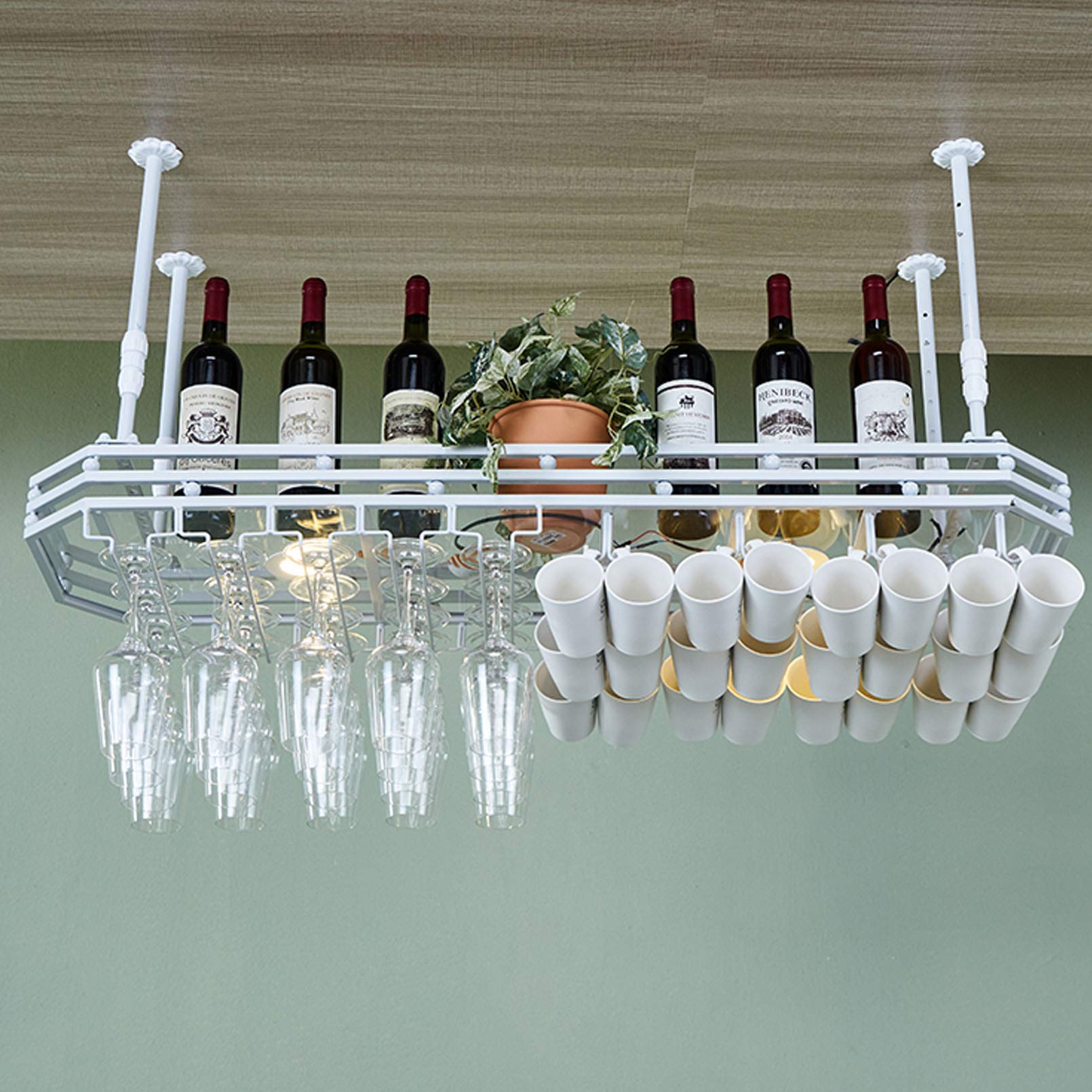 Casier à vin suspendu plafond porte-verre cuisine porte-bouteille cube