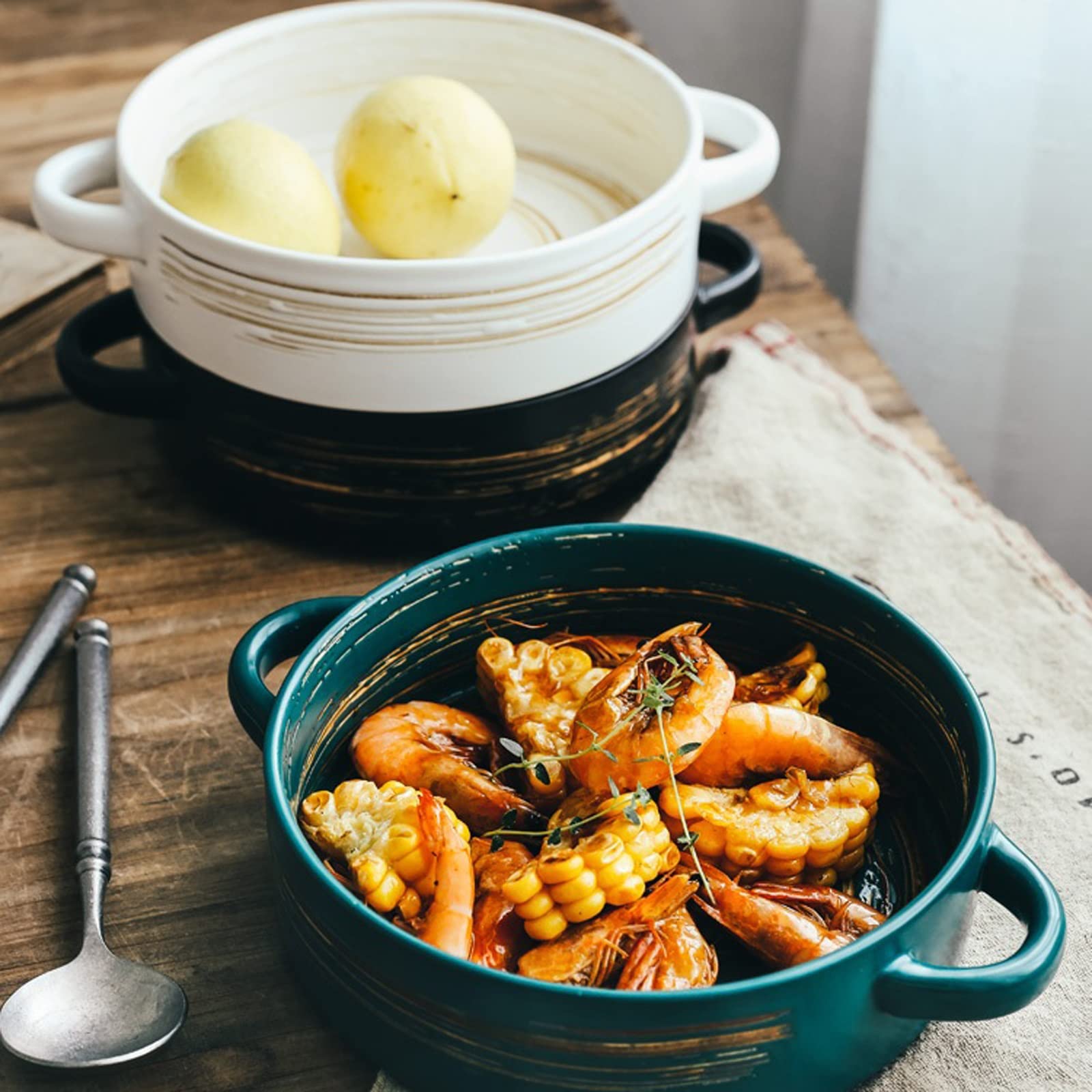 Ceramiczne formy do zapiekanek, ceramiczne, podwójne ucho, miska śniadaniowa, salaterka, gospodarstwo domowe, naczynia, sery, do pieczenia lasagne, tiramisu i zapiekanek (B)