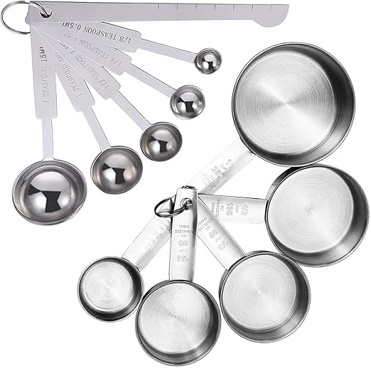 Jotia 11Pcs 430 Stainless Steel Measuring Cups and Spoons Set, Premium ...