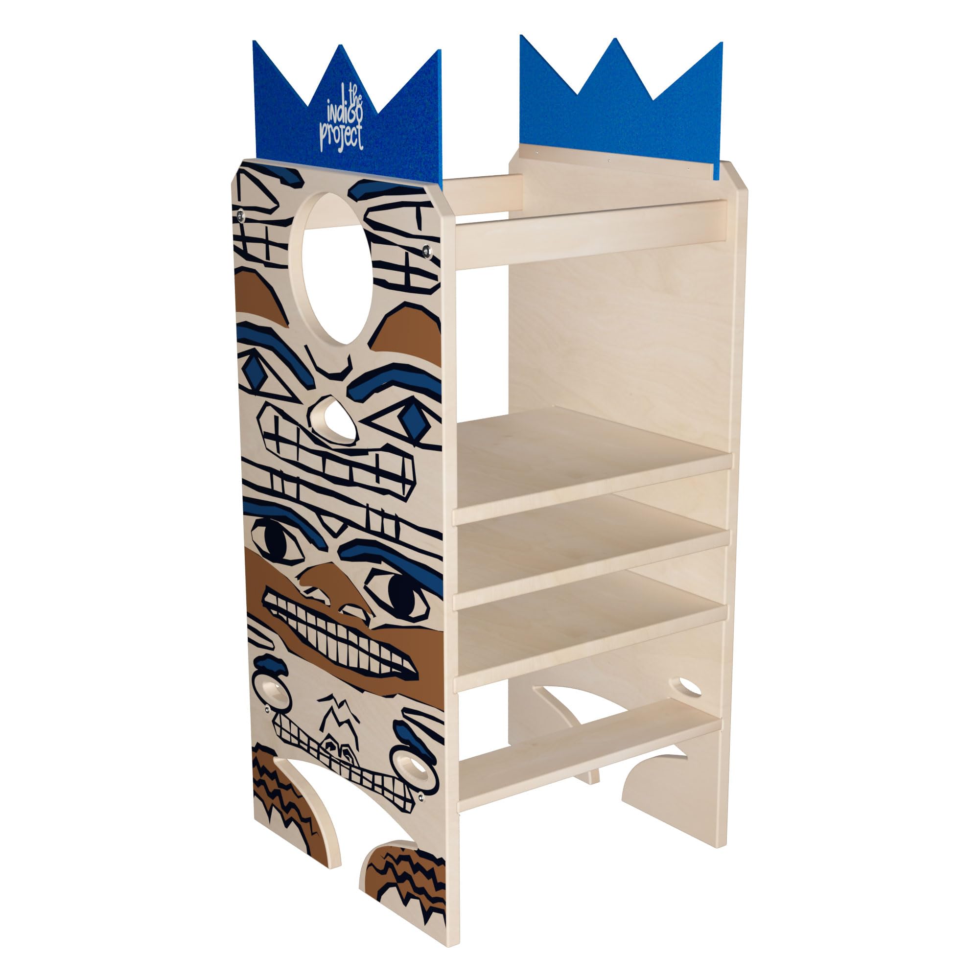 Tour Montessorienne multifonction 3 en 1 Totem bois avec tableau noir