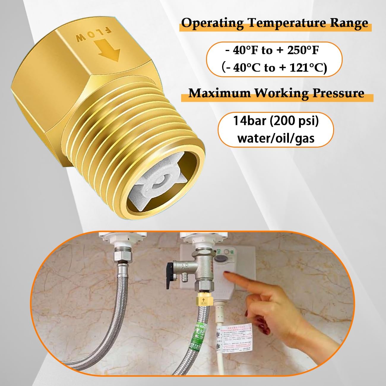 Uenede 2PCS Brass Check Valve 1/2" Female To 1/2" Male Thread Backflow Prevention Non Return One Way Toilet Check Valves
