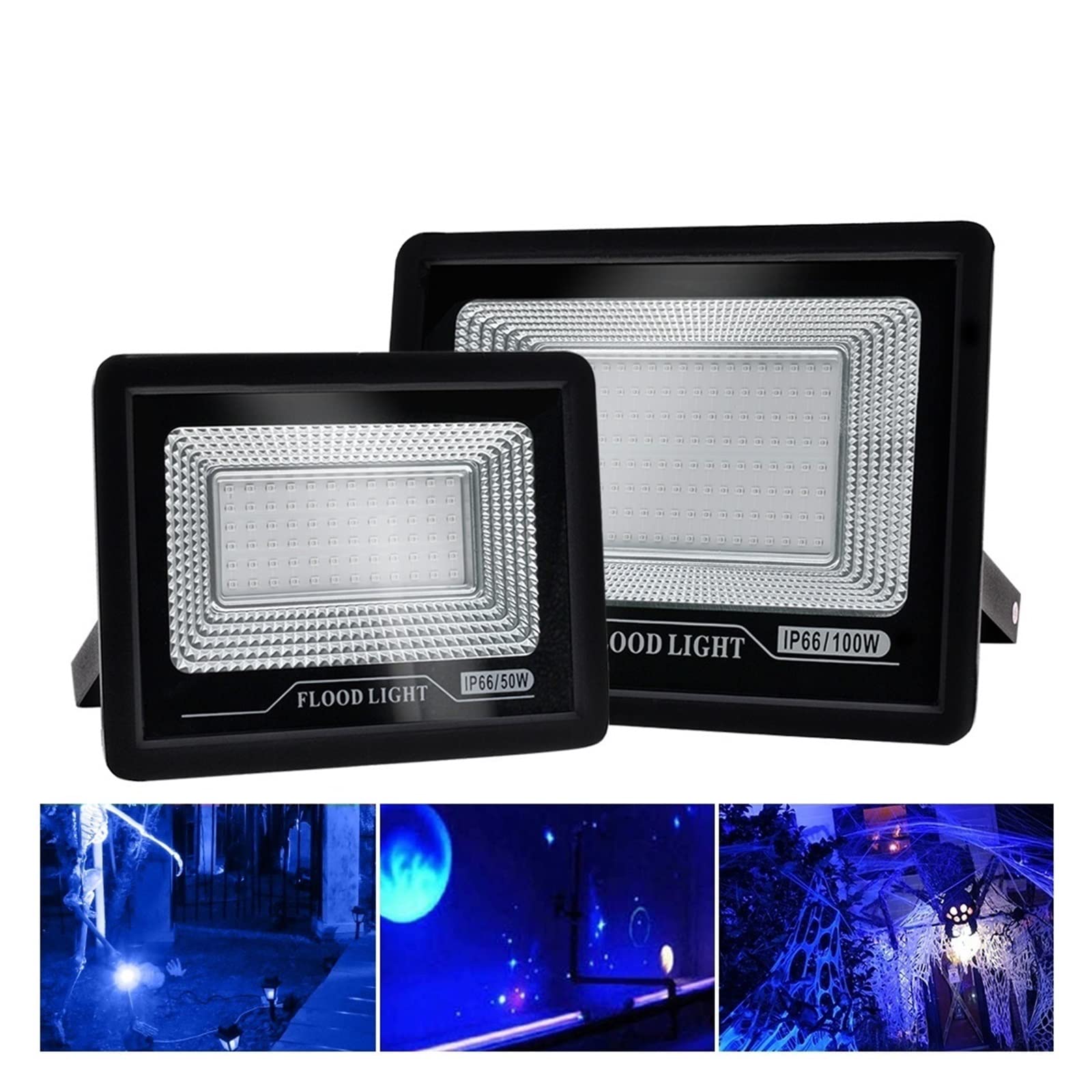 Naświetlacz LED, 50W 100W LED UV reflektor IP66 wodoodporny ultrafioletowy fluorescencyjny powodzi światła 395nm 400nm impreza z okazji halloween lampa sceniczne(100W,No plug)
