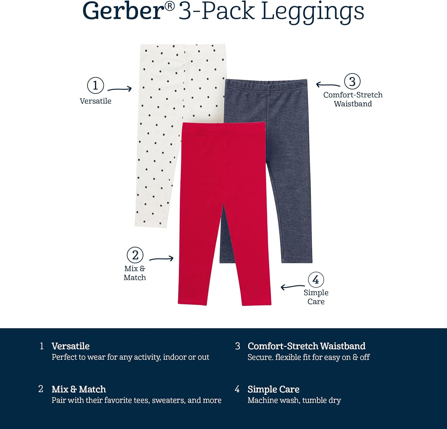 Gerber Baby-Girls Toddler 3-Pack Premium Leggings - Image 6